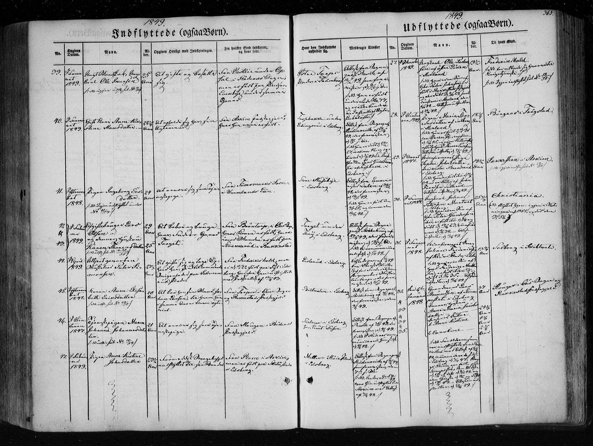 Eidsberg prestekontor Kirkebøker, AV/SAO-A-10905/F/Fa/L0009: Parish register (official) no. I 9, 1849-1856, p. 365