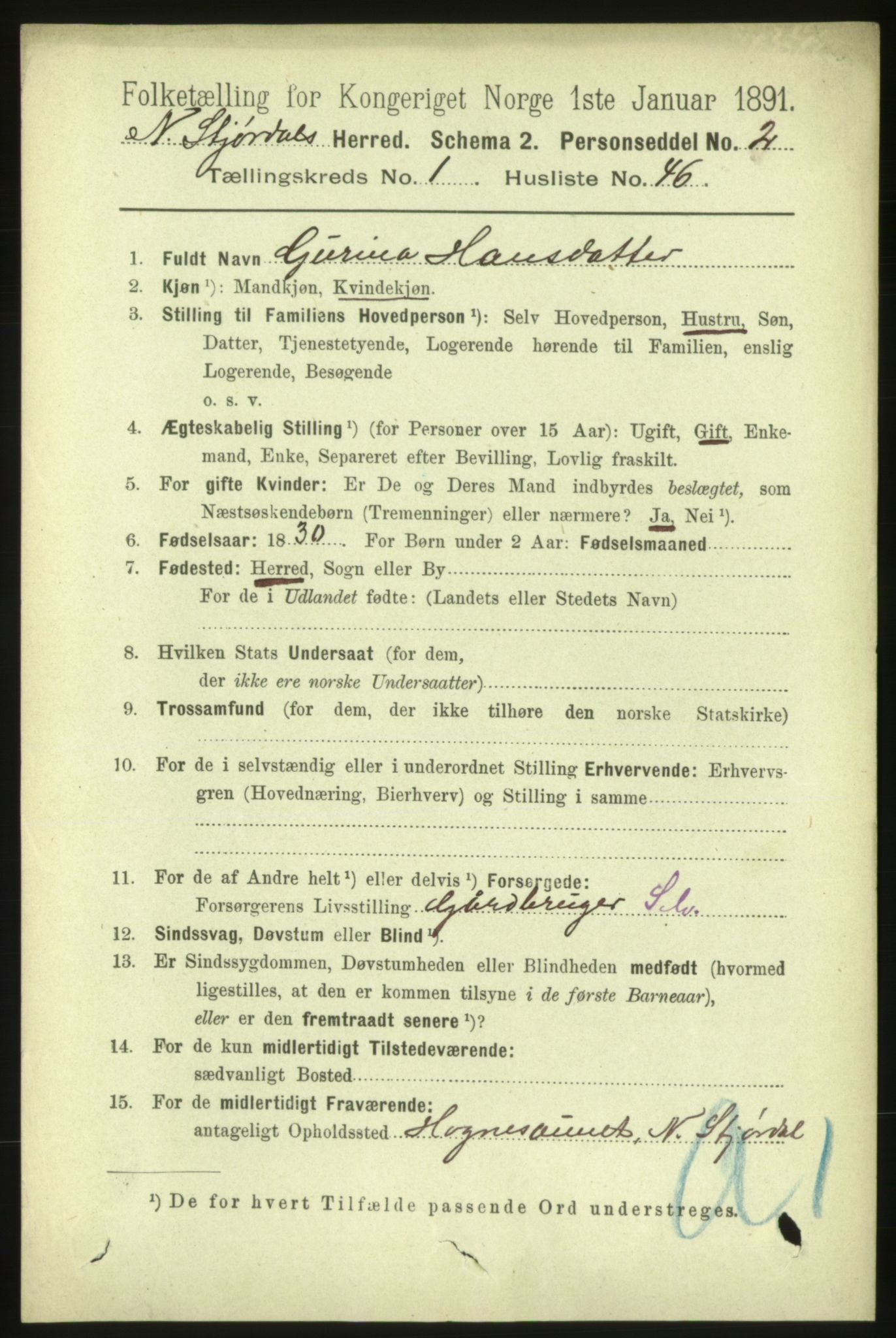 RA, 1891 census for 1714 Nedre Stjørdal, 1891, p. 390