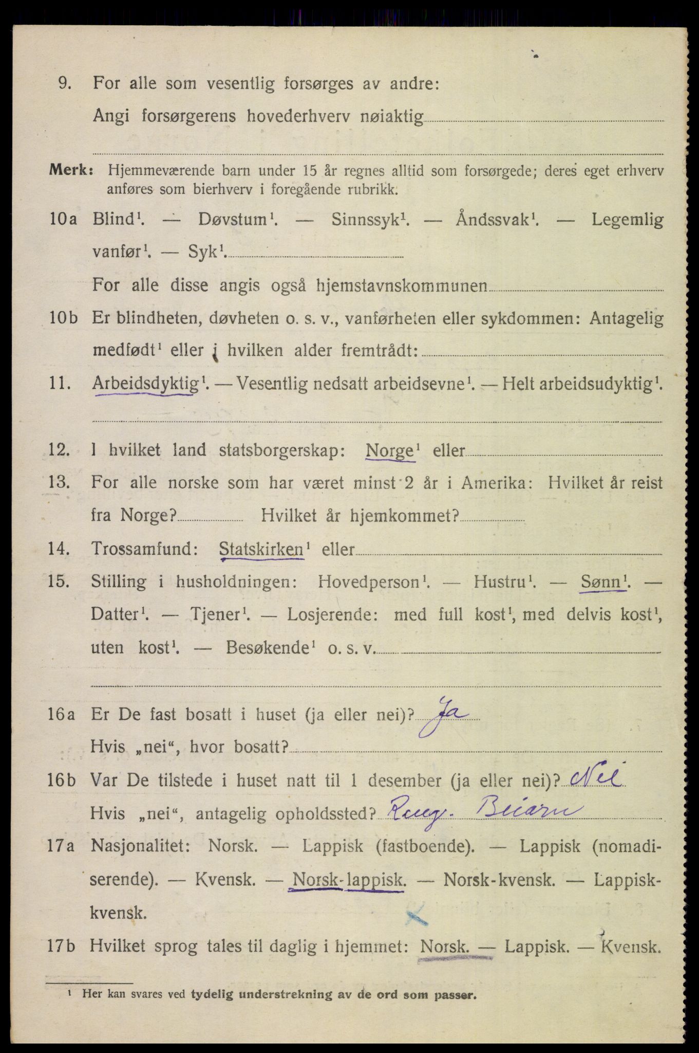 SAT, 1920 census for Beiarn, 1920, p. 4537