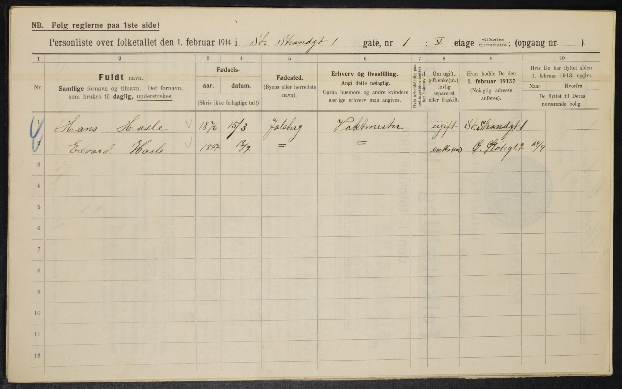 OBA, Municipal Census 1914 for Kristiania, 1914, p. 103521