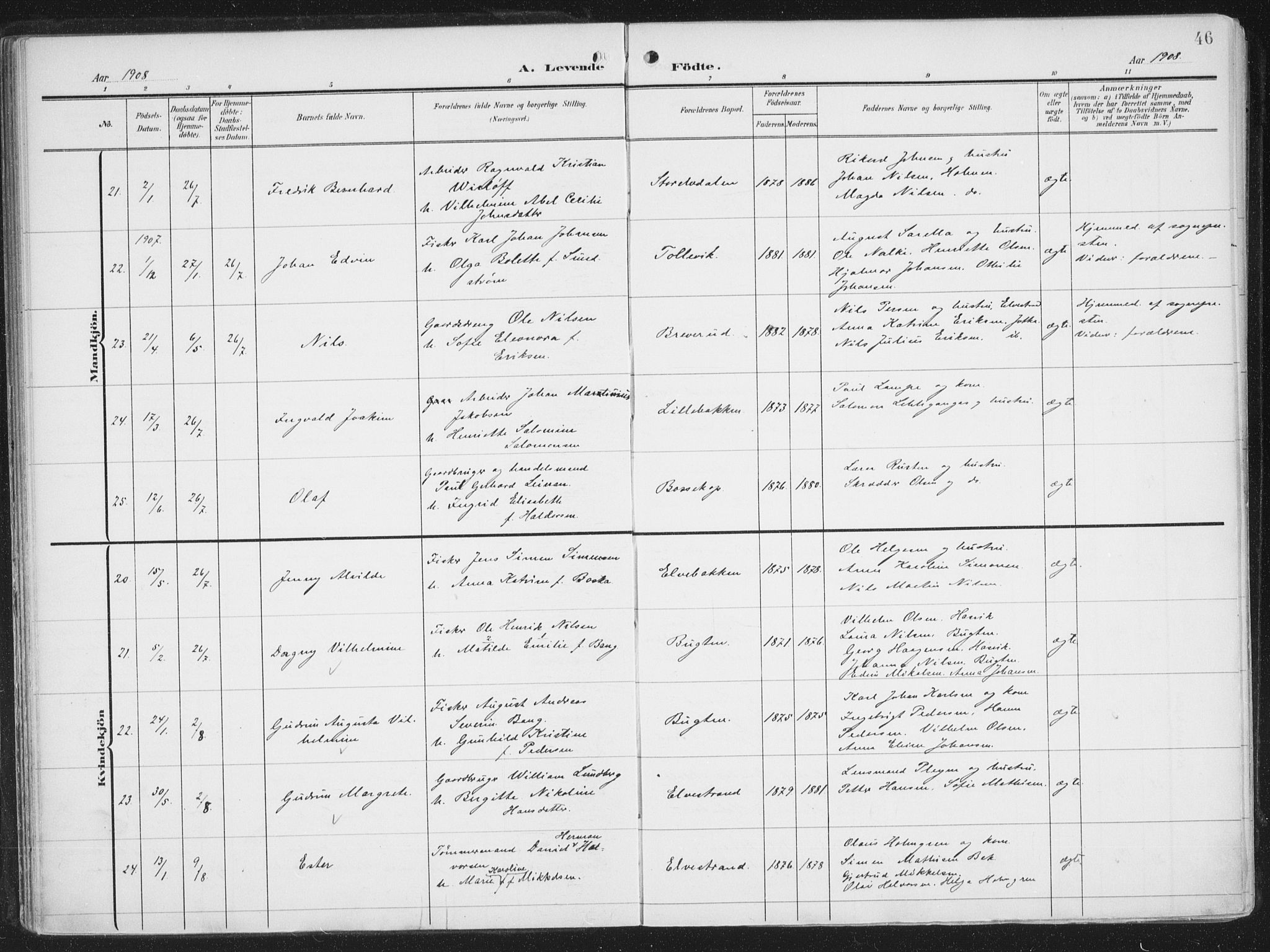 Alta sokneprestkontor, SATØ/S-1338/H/Ha/L0005.kirke: Parish register (official) no. 5, 1904-1918, p. 46