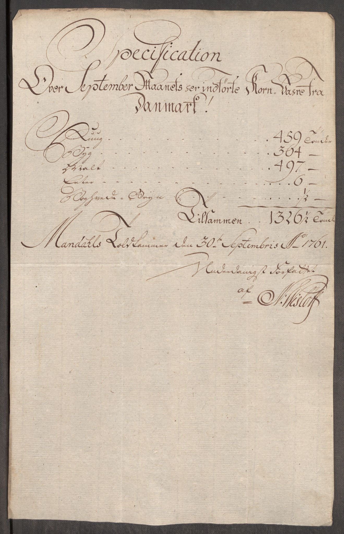 Rentekammeret inntil 1814, Realistisk ordnet avdeling, AV/RA-EA-4070/Oe/L0007: [Ø1]: Priskuranter, 1761-1763, p. 256