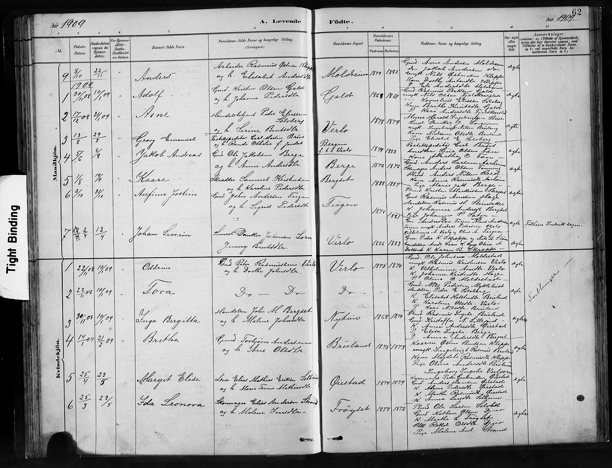 Innvik sokneprestembete, AV/SAB-A-80501: Parish register (copy) no. C 3, 1883-1911, p. 62