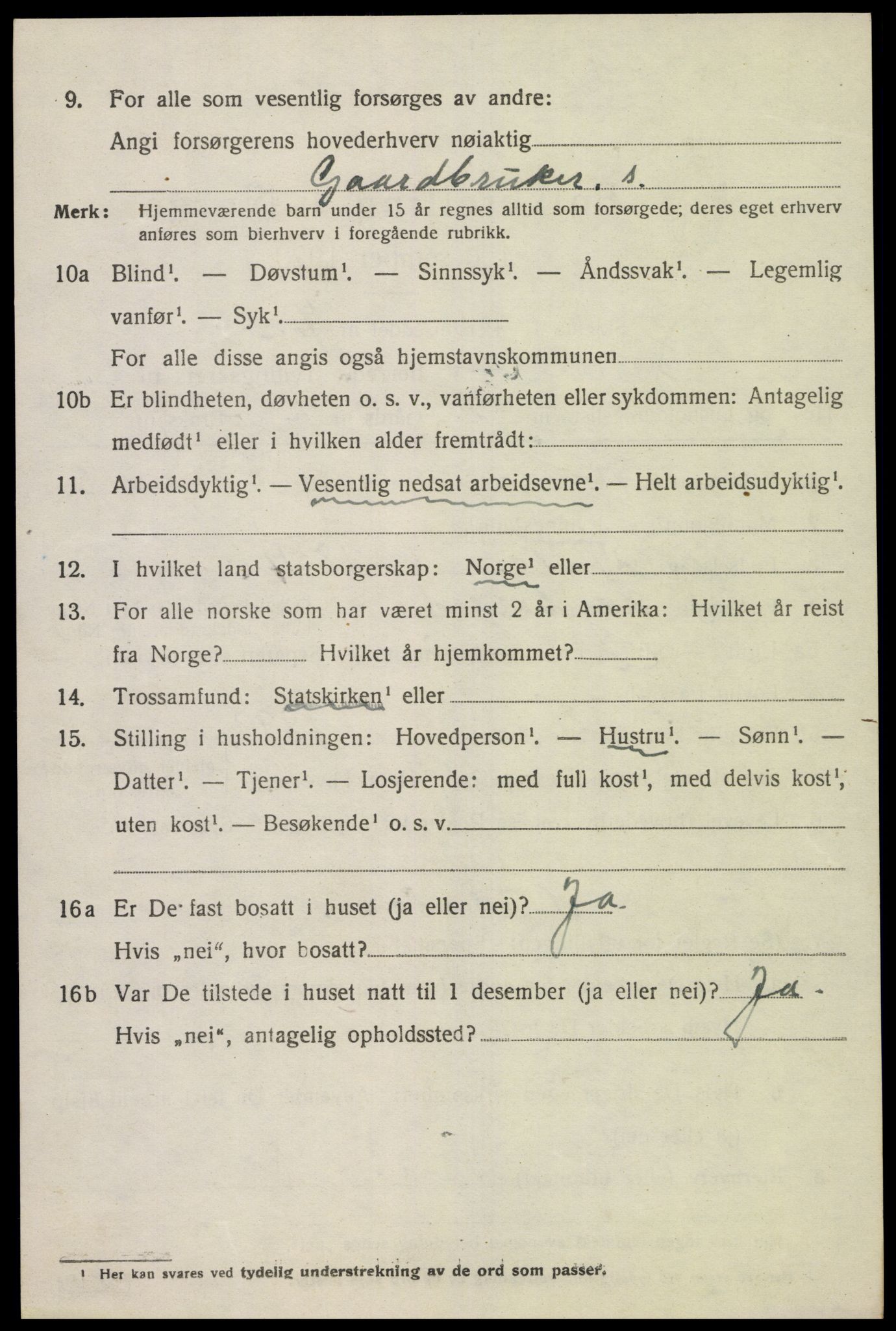 SAK, 1920 census for Grindheim, 1920, p. 882