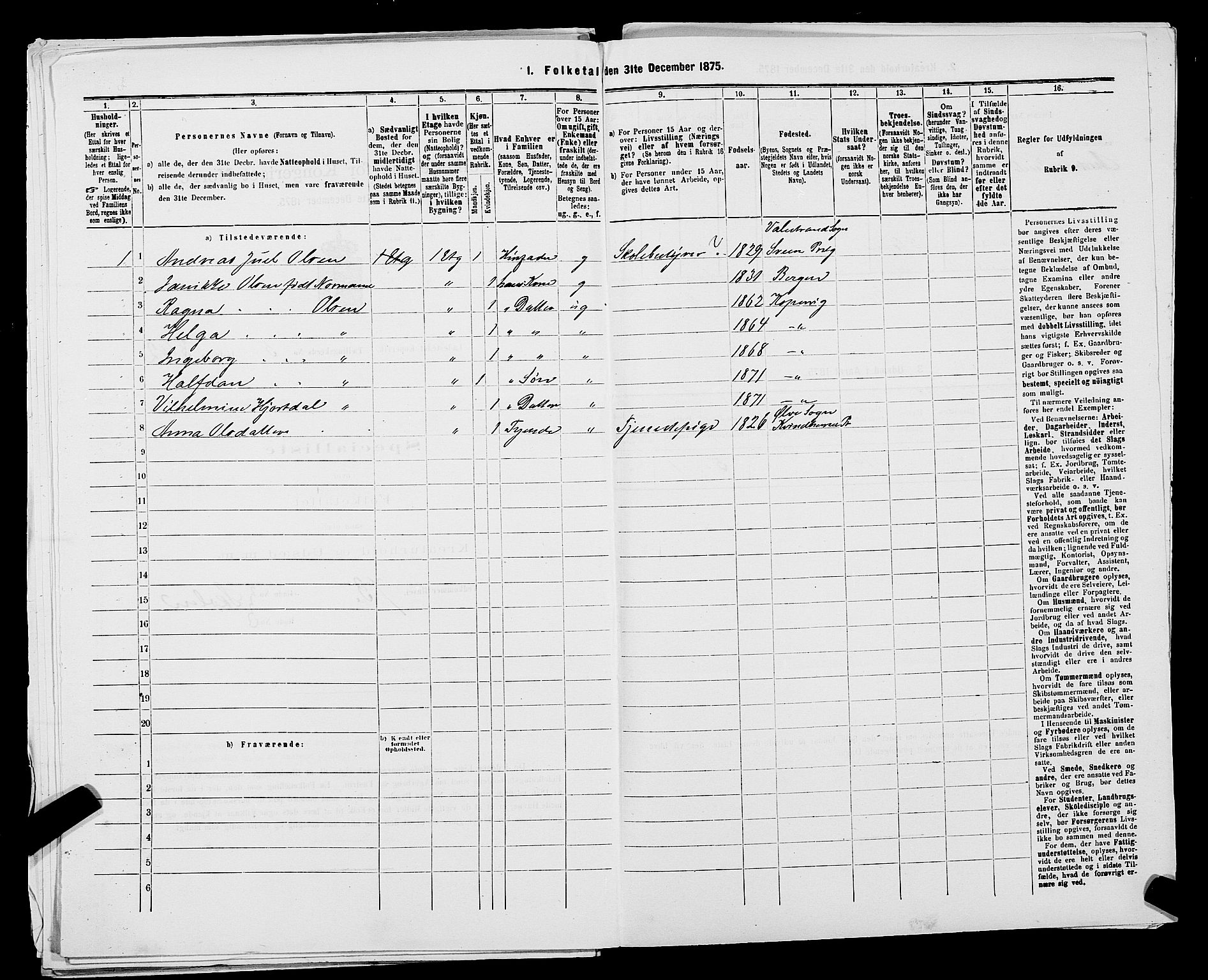 SAST, 1875 census for 1105B Avaldsnes/Kopervik, 1875, p. 83