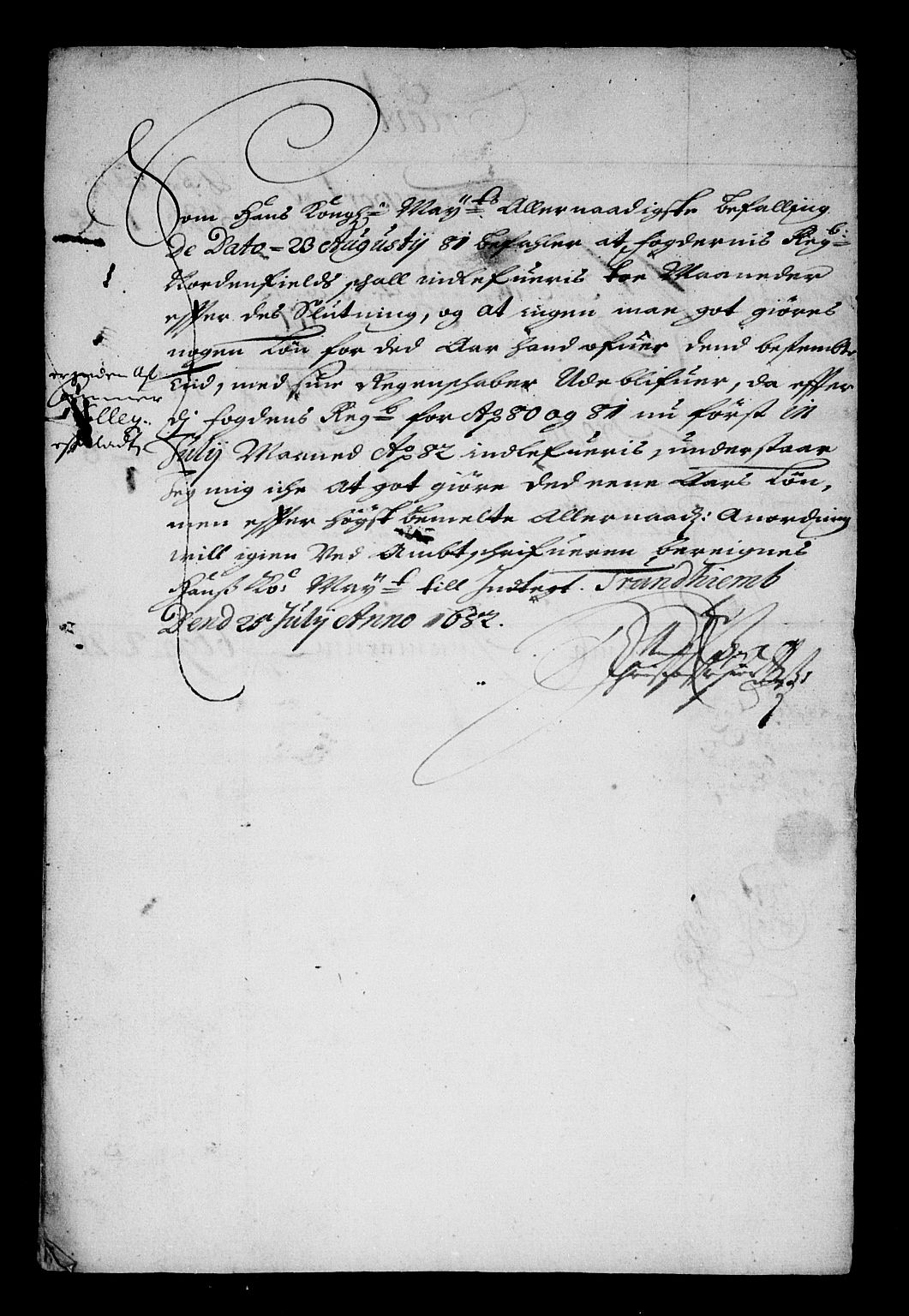 Rentekammeret inntil 1814, Reviderte regnskaper, Stiftamtstueregnskaper, Trondheim stiftamt og Nordland amt, AV/RA-EA-6044/R/Rf/L0065: Trondheim stiftamt, 1681