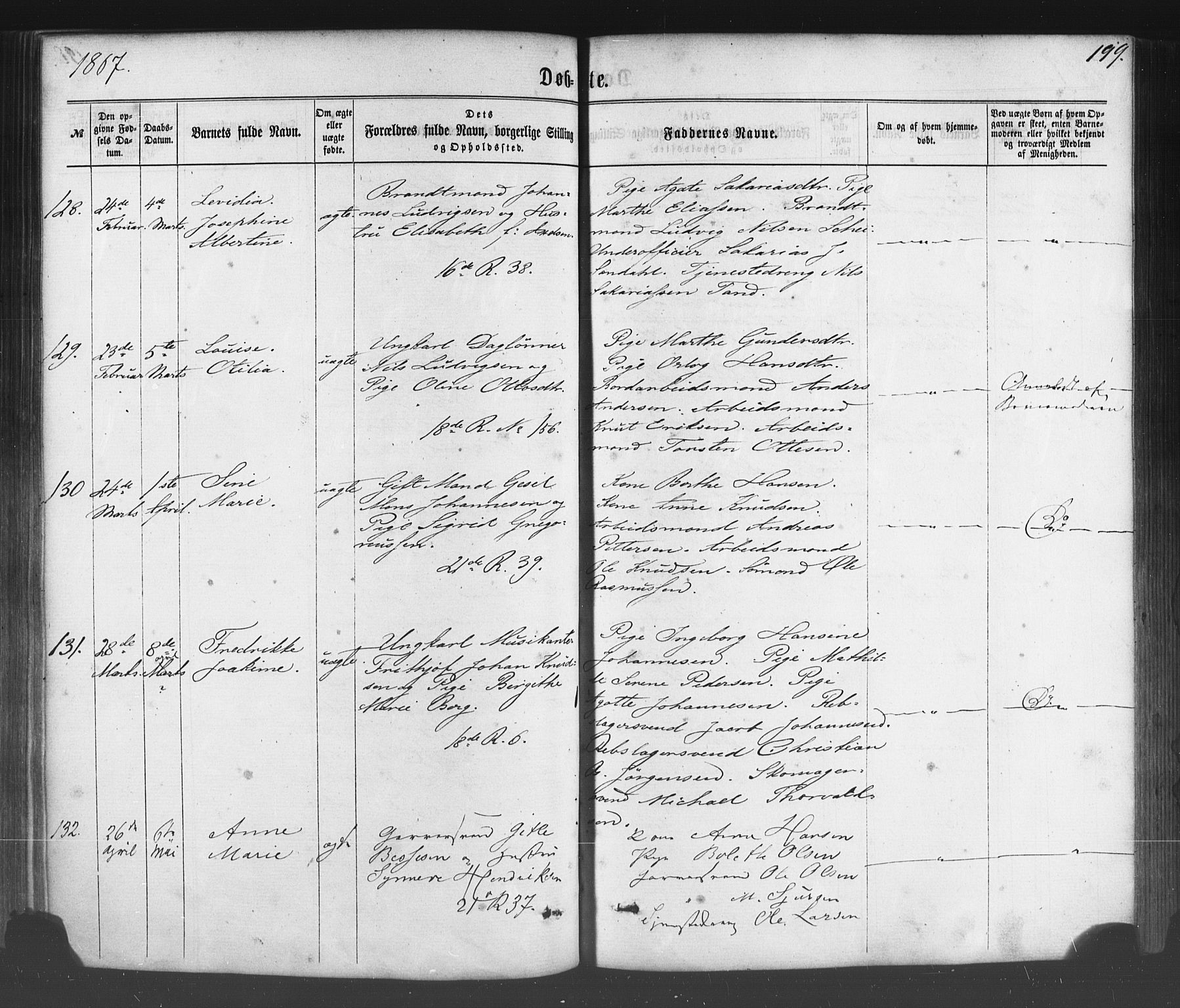 Fødselsstiftelsens sokneprestembete*, SAB/-: Parish register (official) no. A 1, 1863-1883, p. 199