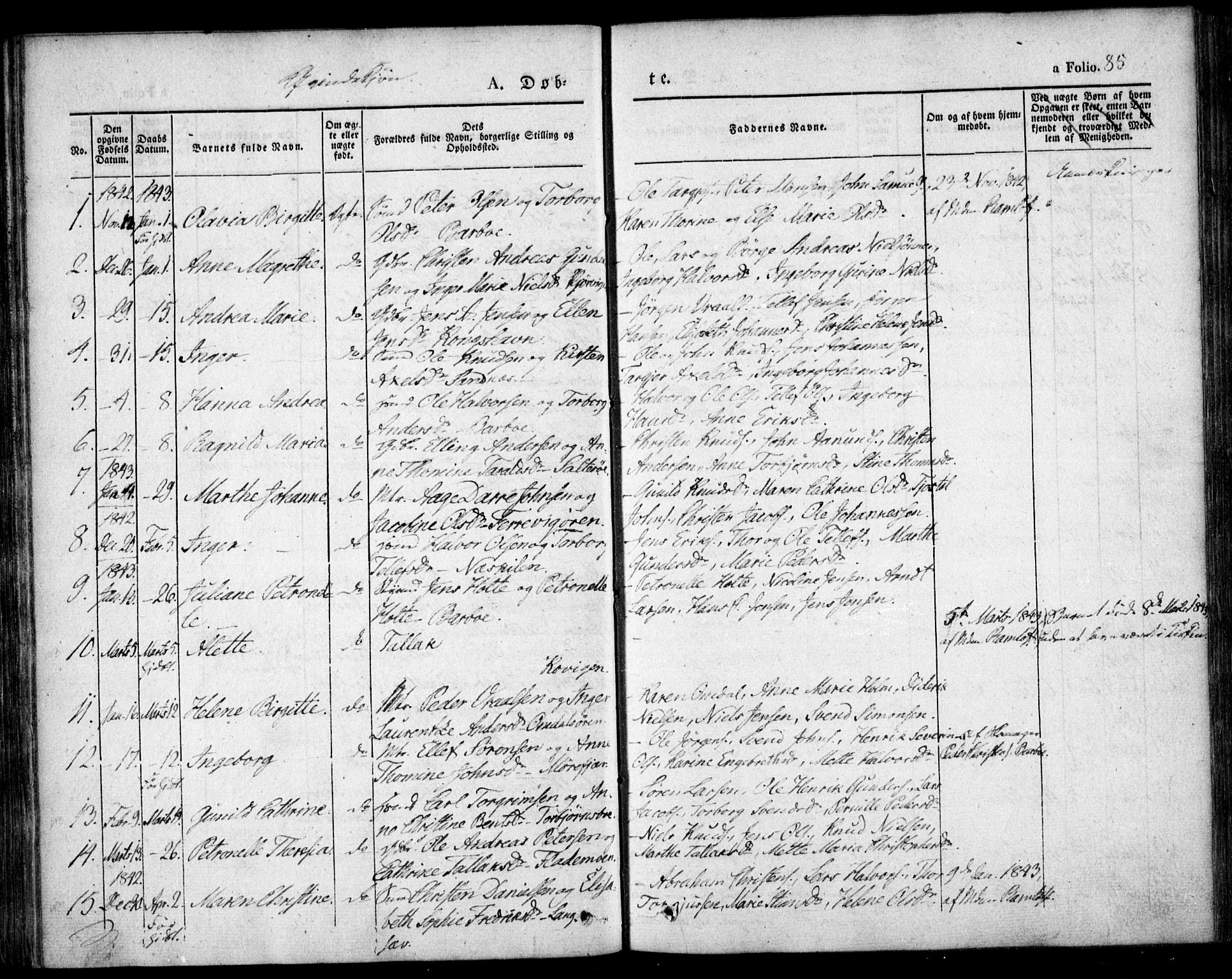 Tromøy sokneprestkontor, SAK/1111-0041/F/Fa/L0004: Parish register (official) no. A 4, 1837-1846, p. 85