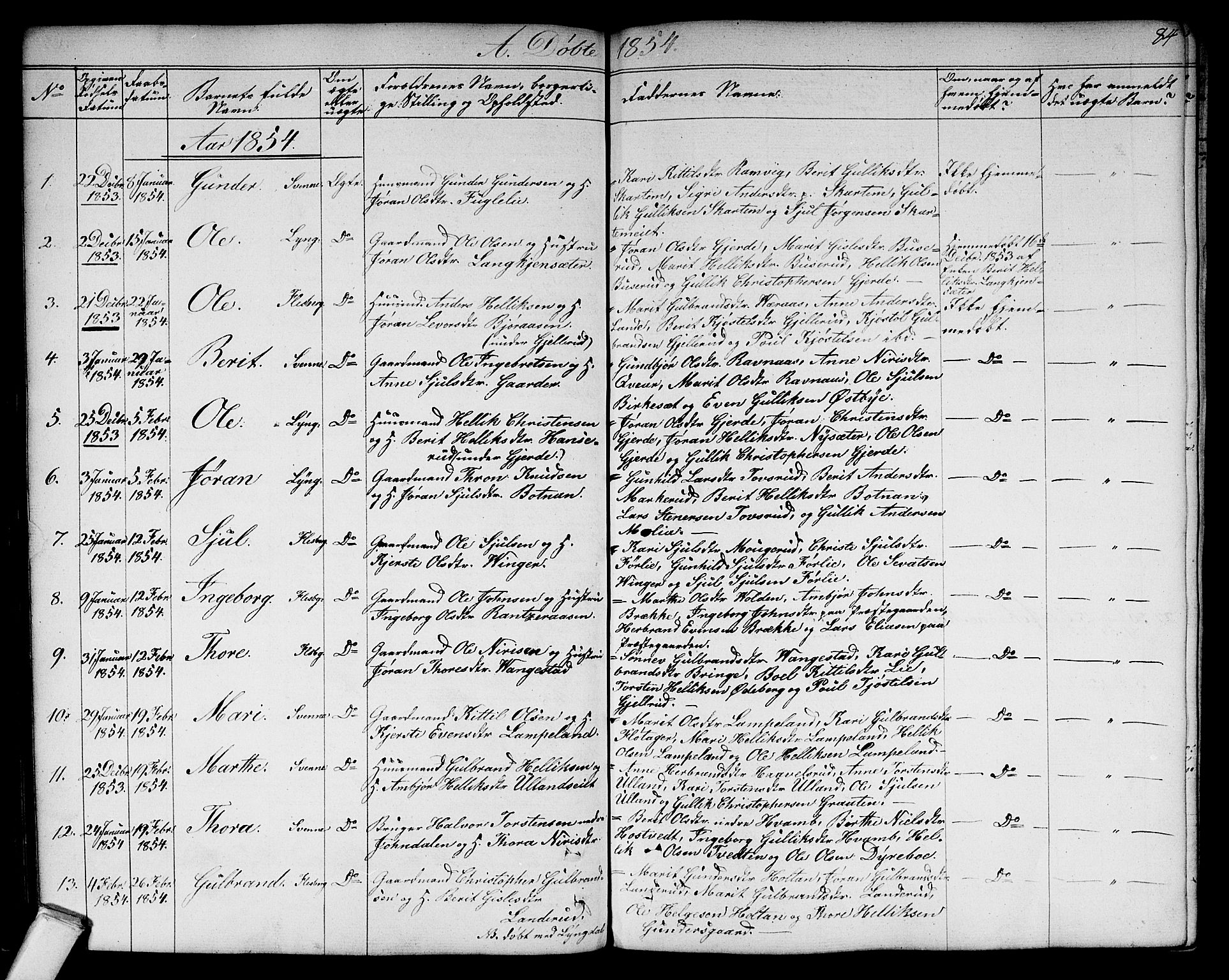 Flesberg kirkebøker, SAKO/A-18/G/Ga/L0002: Parish register (copy) no. I 2, 1834-1860, p. 84