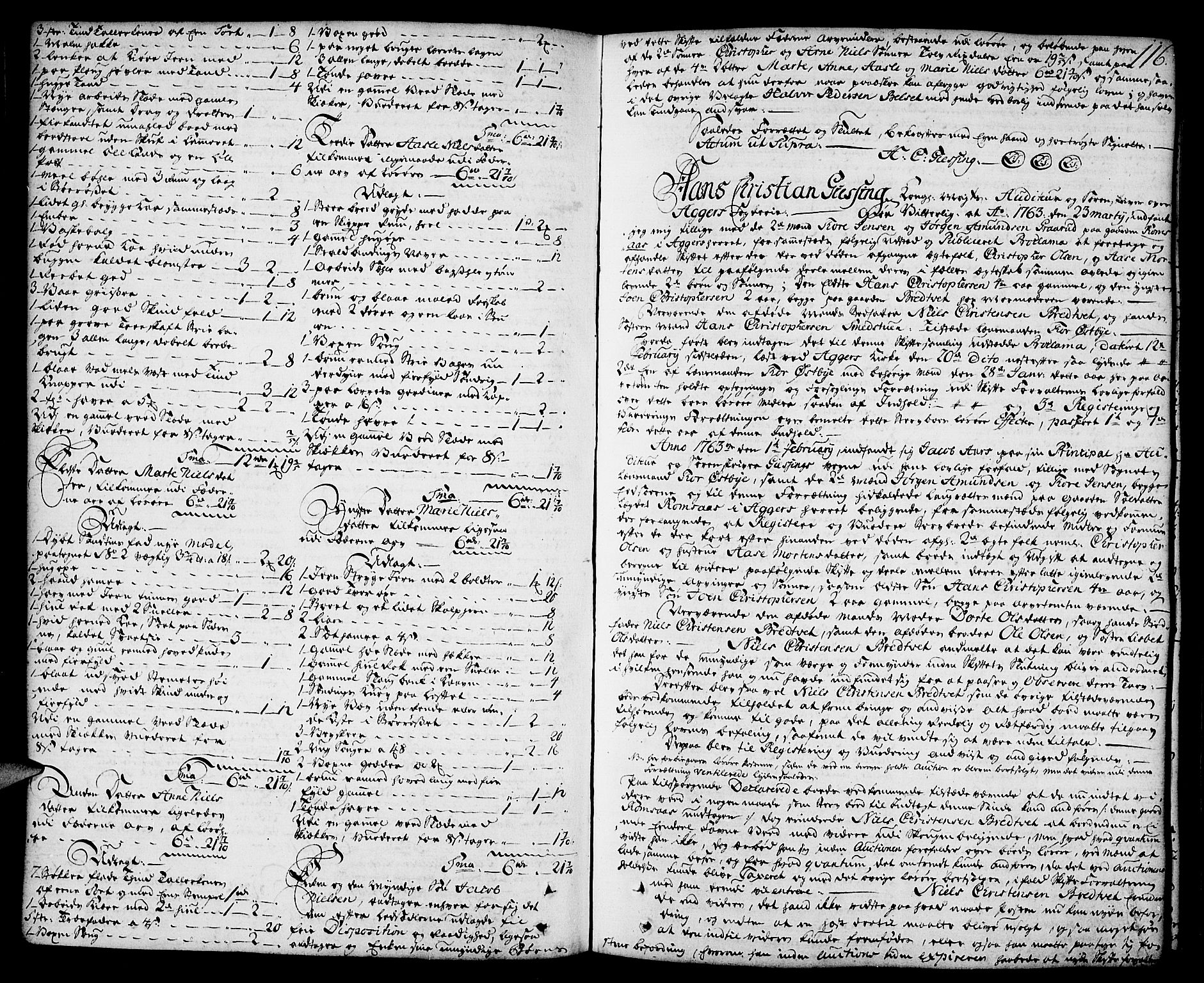 Aker sorenskriveri, AV/SAO-A-10895/H/Hb/L0011a: Skifteprotokoll, 1761-1764, p. 115b-116a