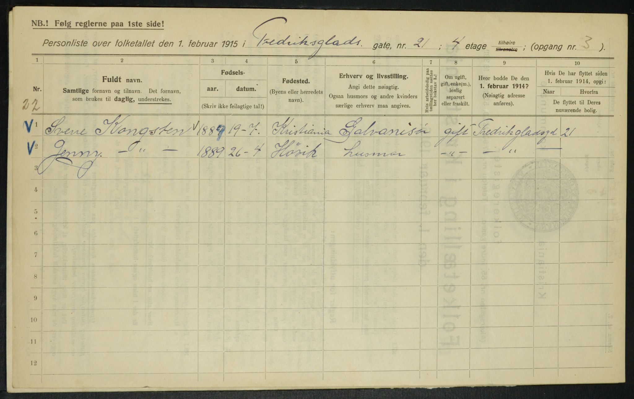 OBA, Municipal Census 1915 for Kristiania, 1915, p. 26145