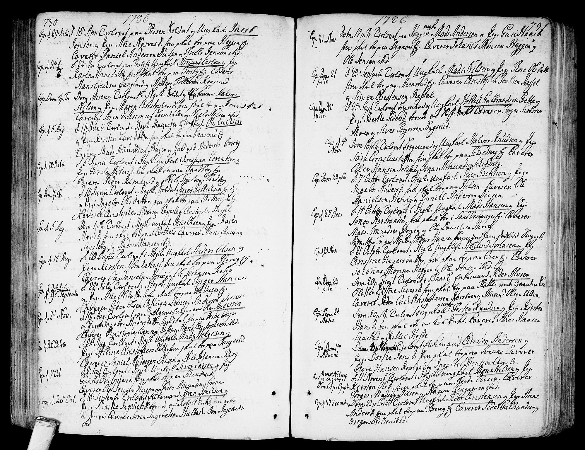 Modum kirkebøker, SAKO/A-234/F/Fa/L0003: Parish register (official) no. 3, 1783-1819, p. 730-731