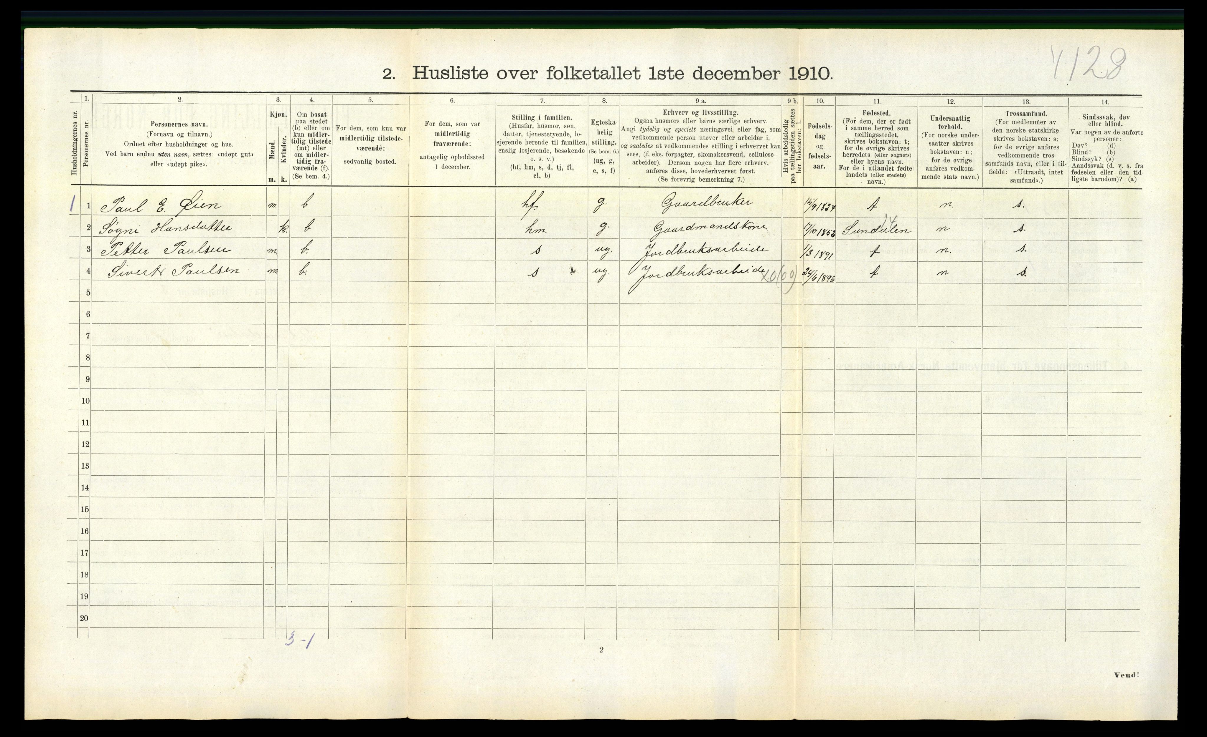 RA, 1910 census for Øksendal, 1910, p. 109