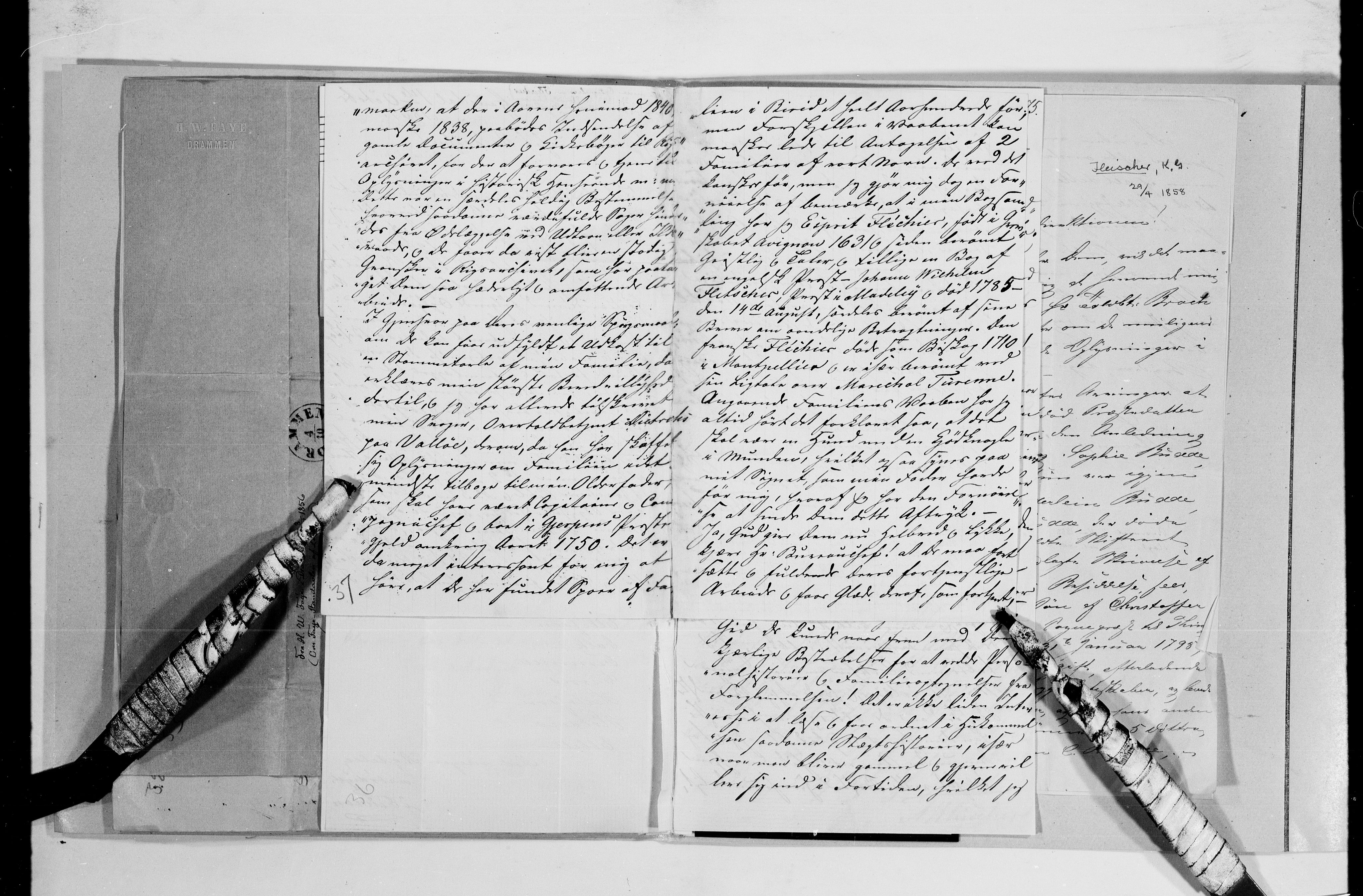 Lassens samlinger, AV/RA-PA-0051/G/L0097: Alfabetisk ordnede brev til Wilhelm Lassen: Fabritius - Grønvold, 1815-1907, p. 43