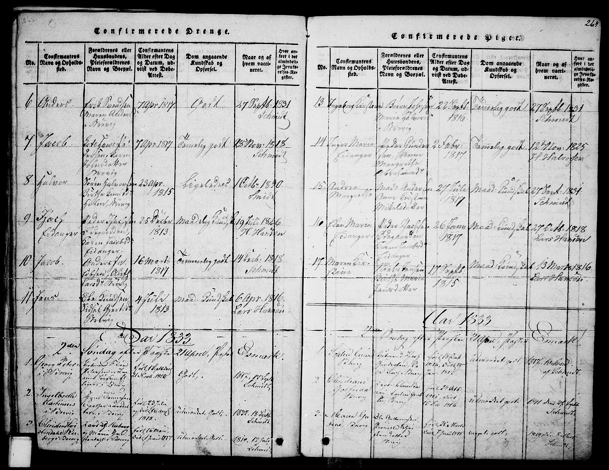 Brevik kirkebøker, SAKO/A-255/F/Fa/L0004: Parish register (official) no. 4, 1814-1846, p. 264