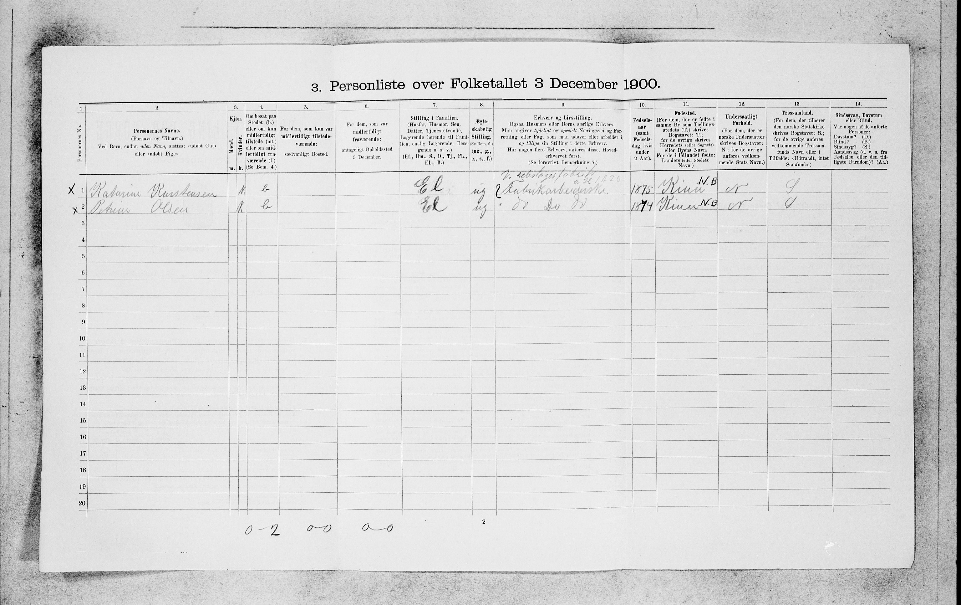 SAB, 1900 census for Bergen, 1900, p. 11302