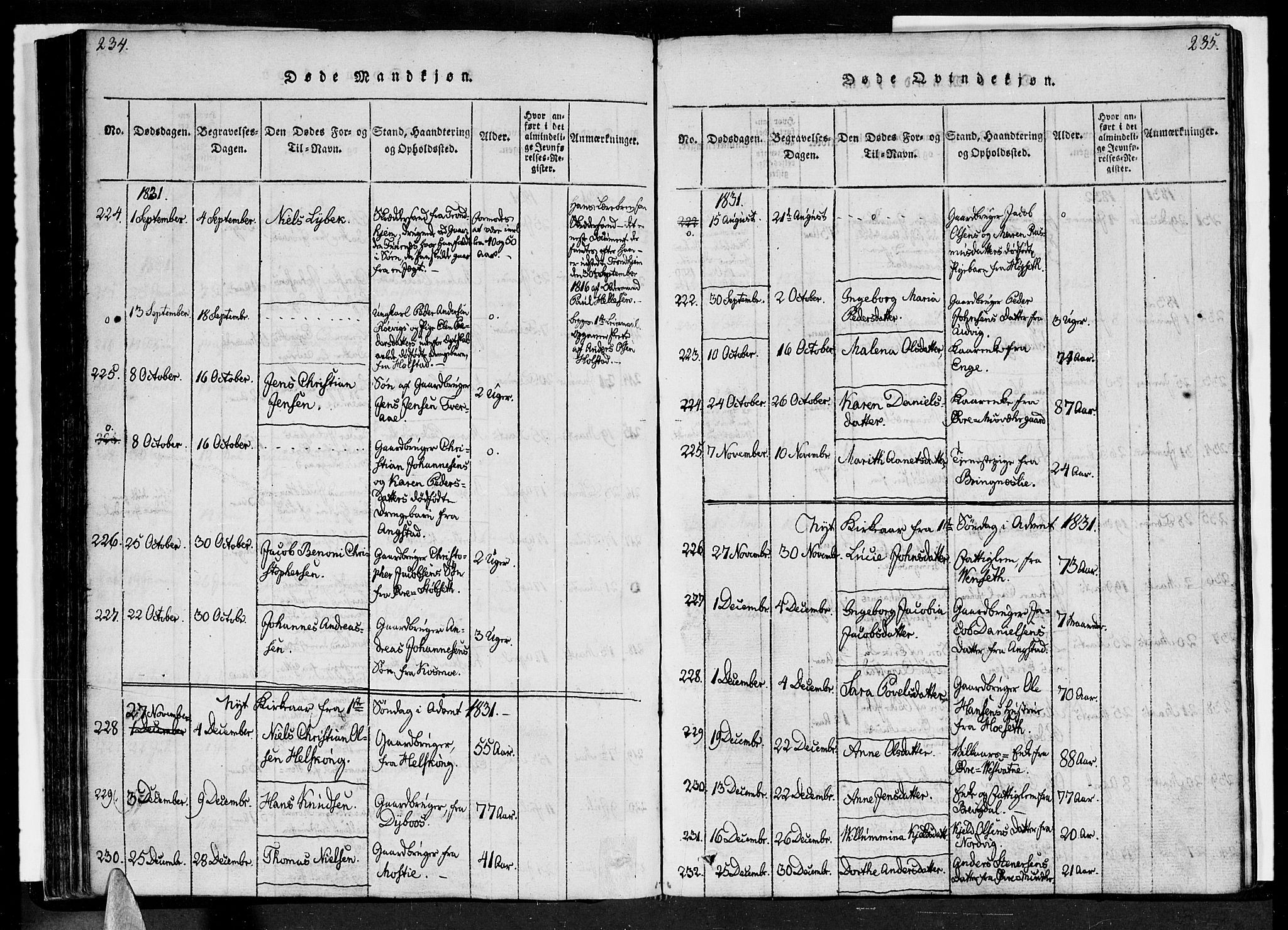 Ministerialprotokoller, klokkerbøker og fødselsregistre - Nordland, SAT/A-1459/852/L0736: Parish register (official) no. 852A06, 1820-1833, p. 234-235