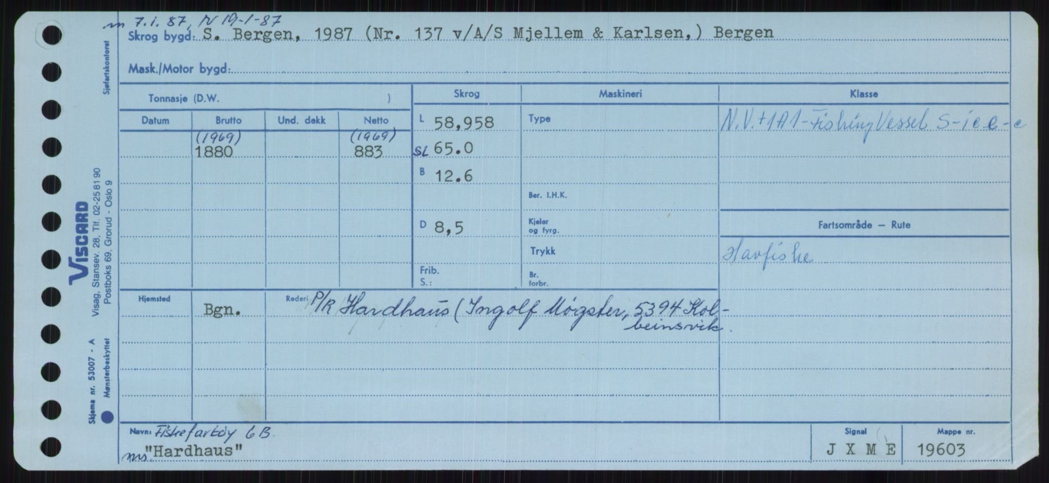 Sjøfartsdirektoratet med forløpere, Skipsmålingen, RA/S-1627/H/Ha/L0002/0002: Fartøy, Eik-Hill / Fartøy, G-Hill, p. 495