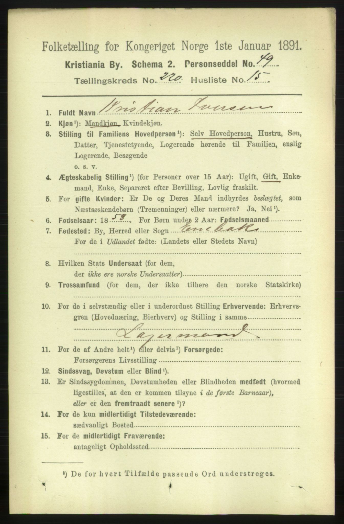 RA, 1891 census for 0301 Kristiania, 1891, p. 131447