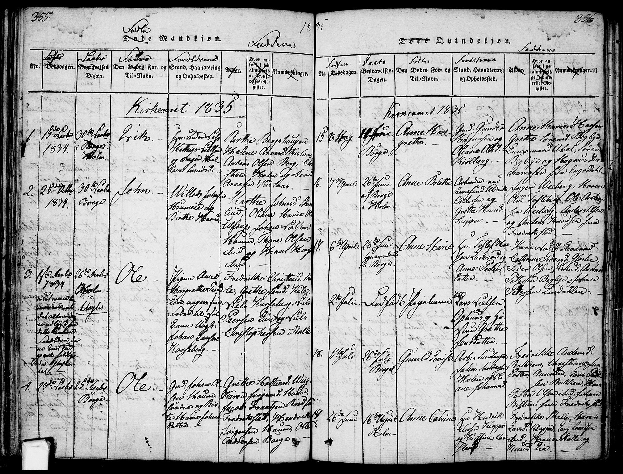 Borge prestekontor Kirkebøker, AV/SAO-A-10903/F/Fa/L0003: Parish register (official) no. I 3, 1815-1836, p. 355-356