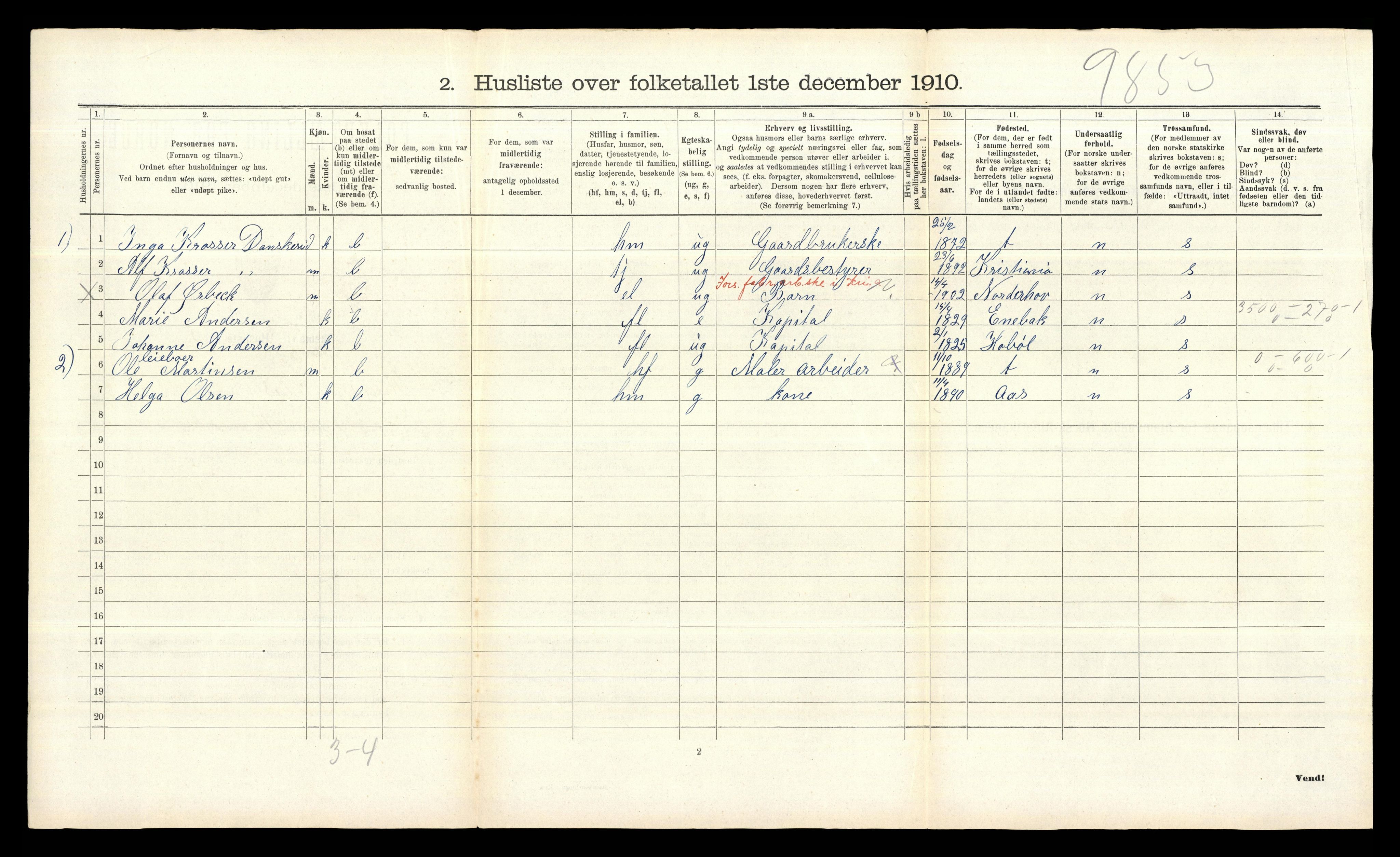 RA, 1910 census for Ås, 1910, p. 822