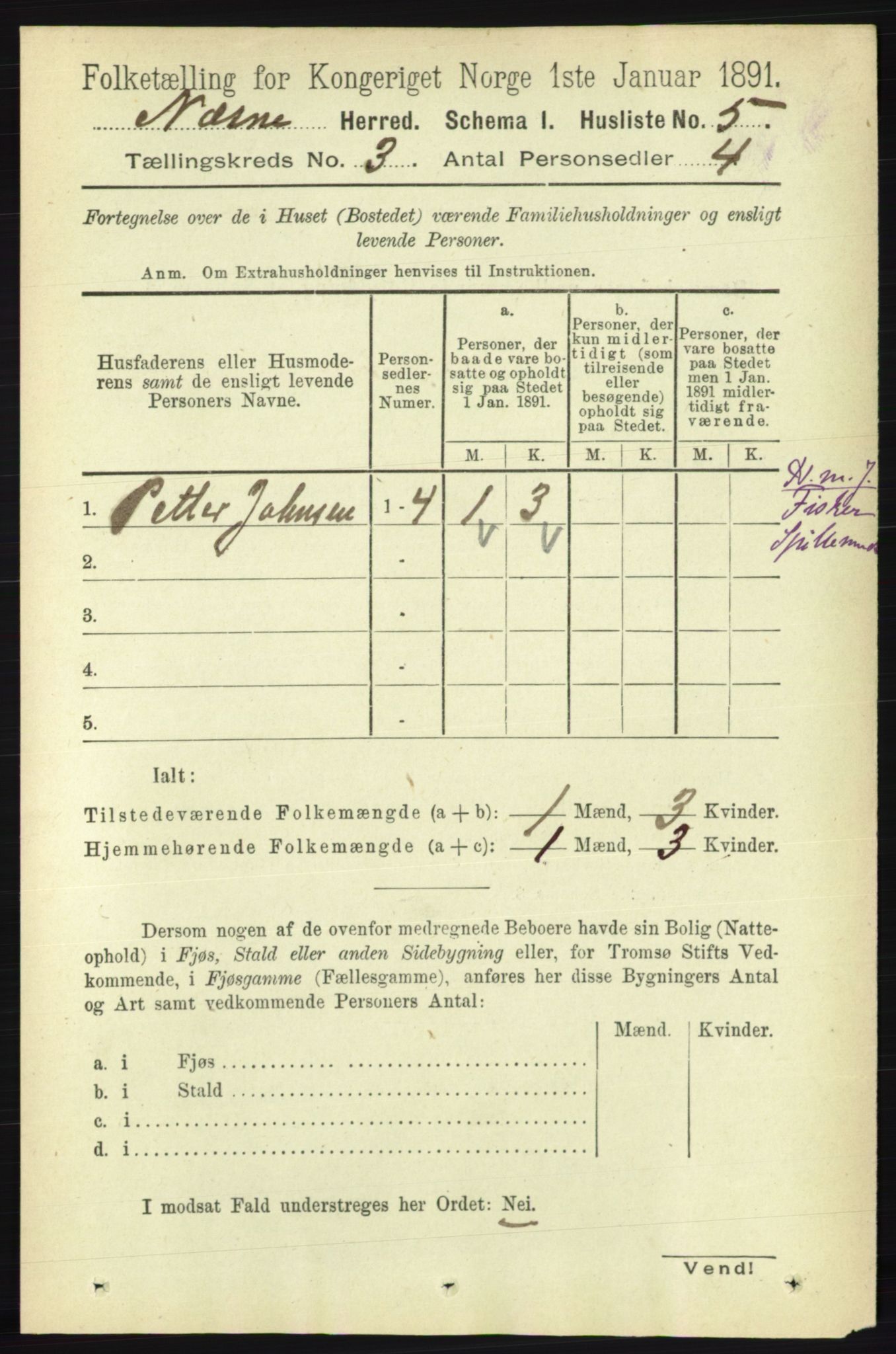 RA, 1891 census for 1828 Nesna, 1891, p. 1408