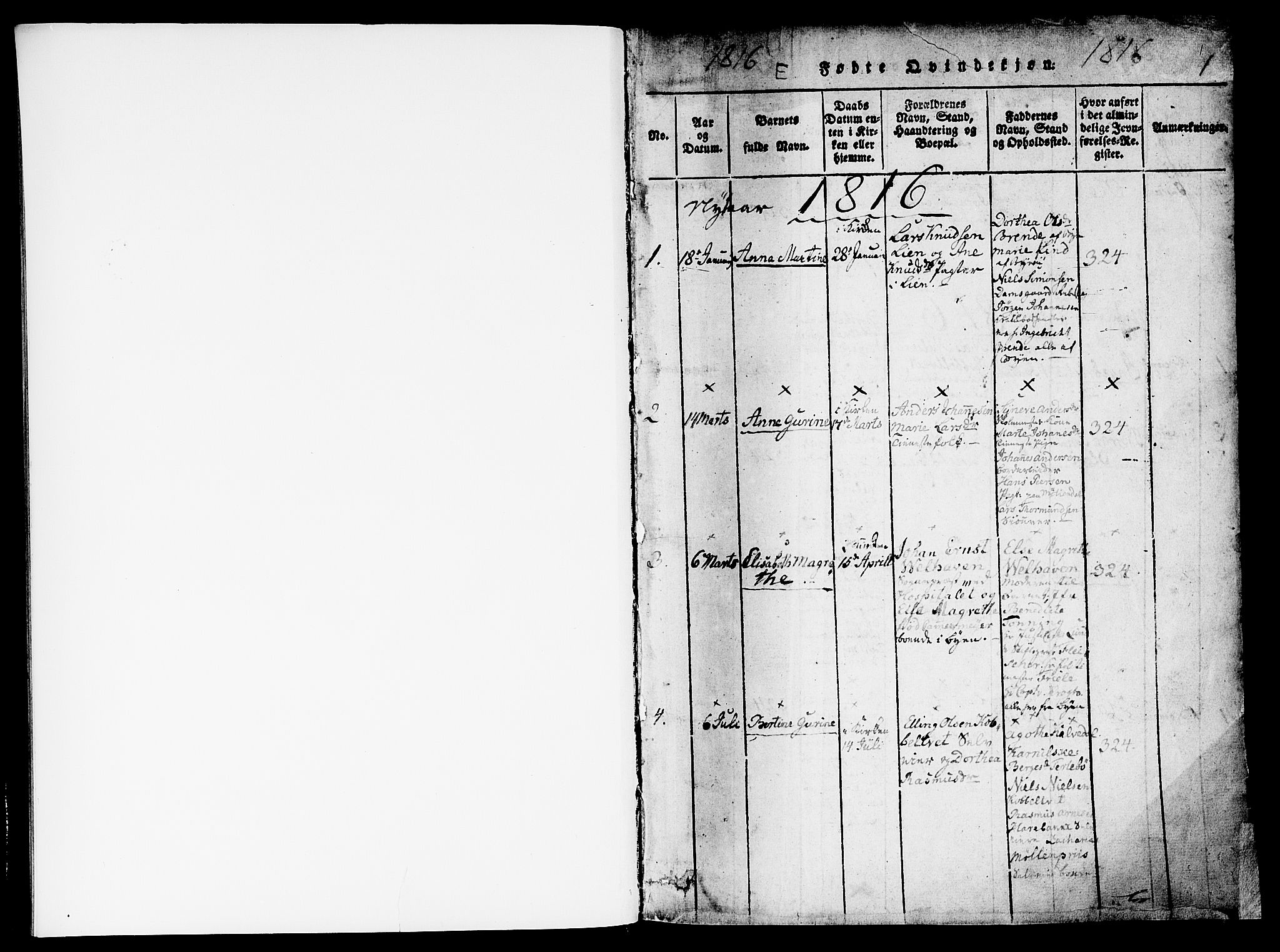 St. Jørgens hospital og Årstad sokneprestembete, SAB/A-99934: Parish register (official) no. A 3, 1815-1843, p. 1