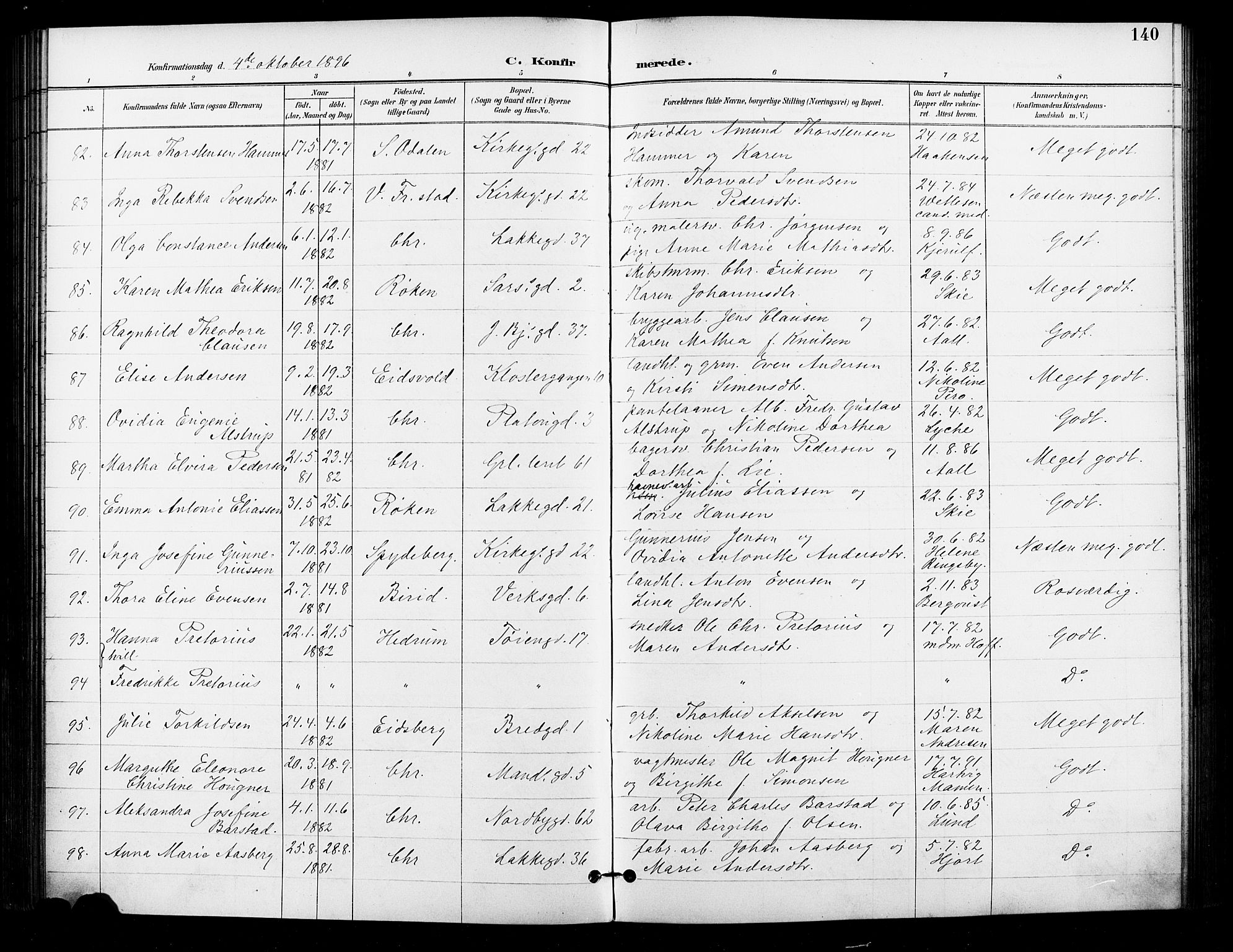 Grønland prestekontor Kirkebøker, AV/SAO-A-10848/F/Fa/L0011: Parish register (official) no. 11, 1892-1907, p. 140