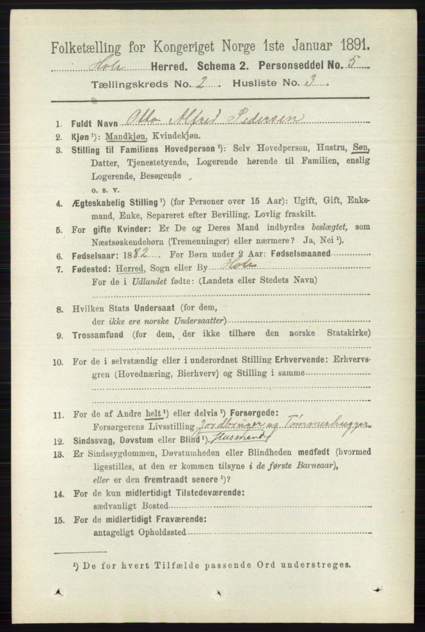 RA, 1891 census for 0612 Hole, 1891, p. 748