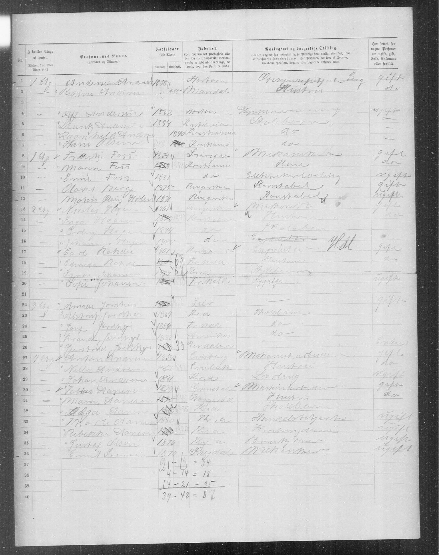 OBA, Municipal Census 1899 for Kristiania, 1899, p. 7761