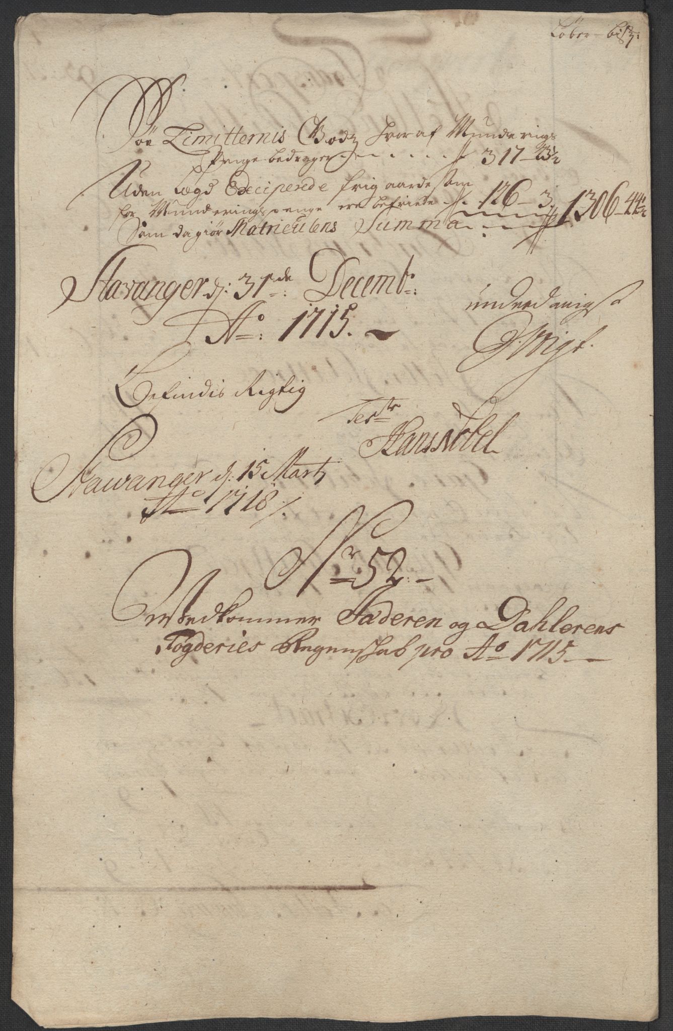 Rentekammeret inntil 1814, Reviderte regnskaper, Fogderegnskap, AV/RA-EA-4092/R46/L2740: Fogderegnskap Jæren og Dalane, 1715-1716, p. 193