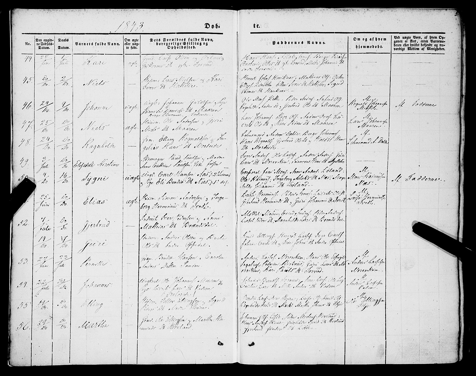 Lavik sokneprestembete, AV/SAB-A-80901: Parish register (official) no. A 3, 1843-1863, p. 5