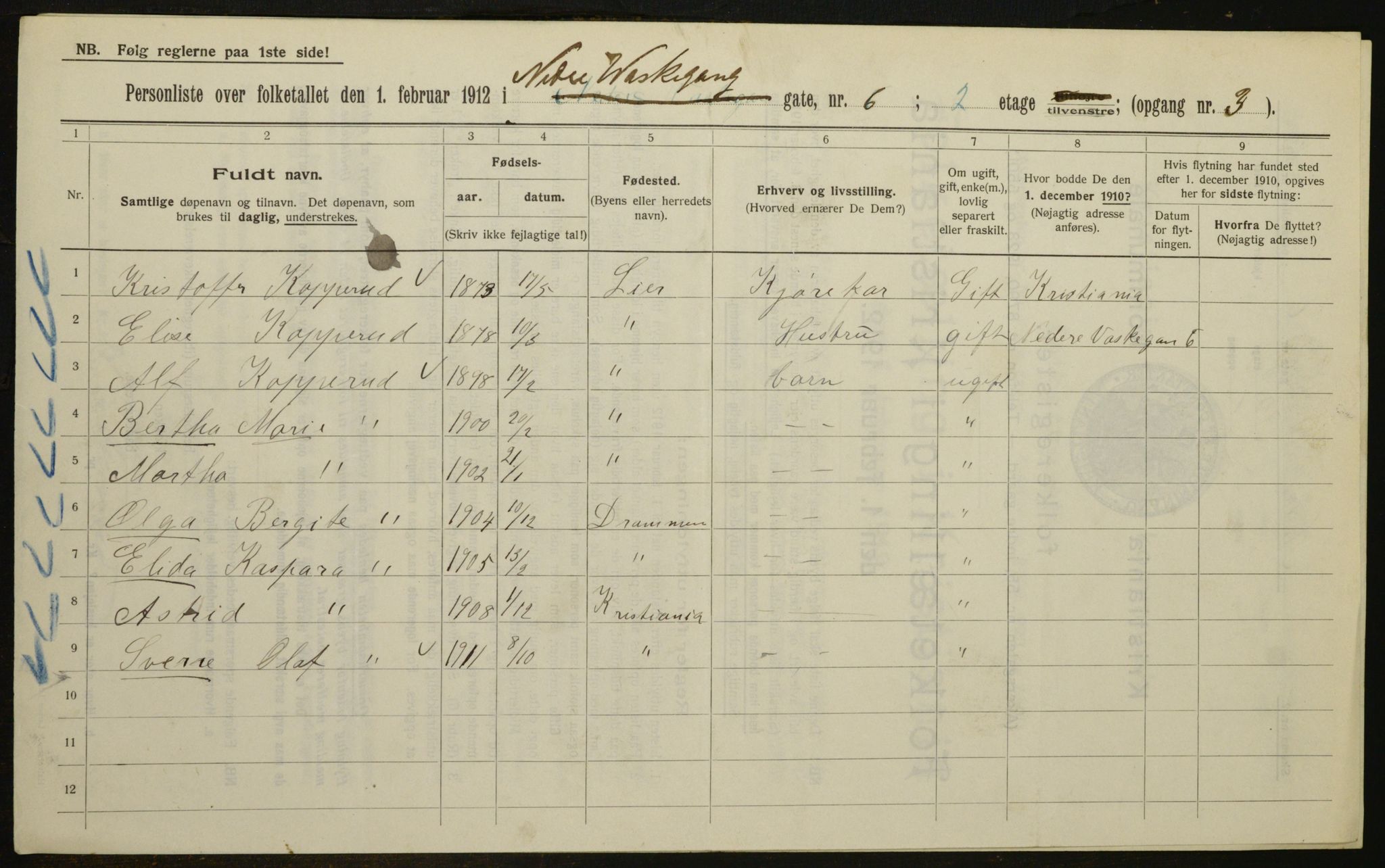 OBA, Municipal Census 1912 for Kristiania, 1912, p. 70117