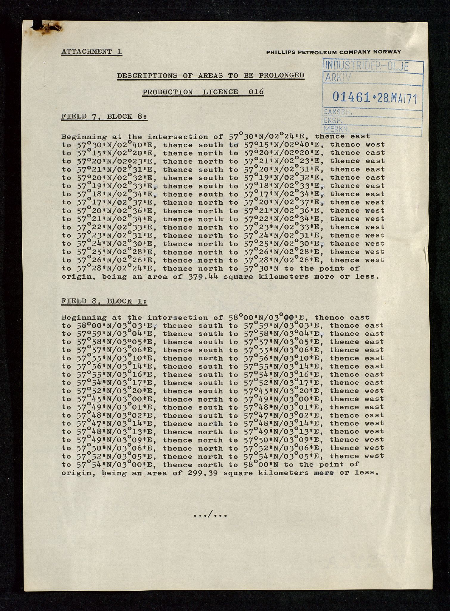 Industridepartementet, Oljekontoret, AV/SAST-A-101348/Da/L0004: Arkivnøkkel 711 - 712 Utvinningstillatelser, 1970-1971, p. 413