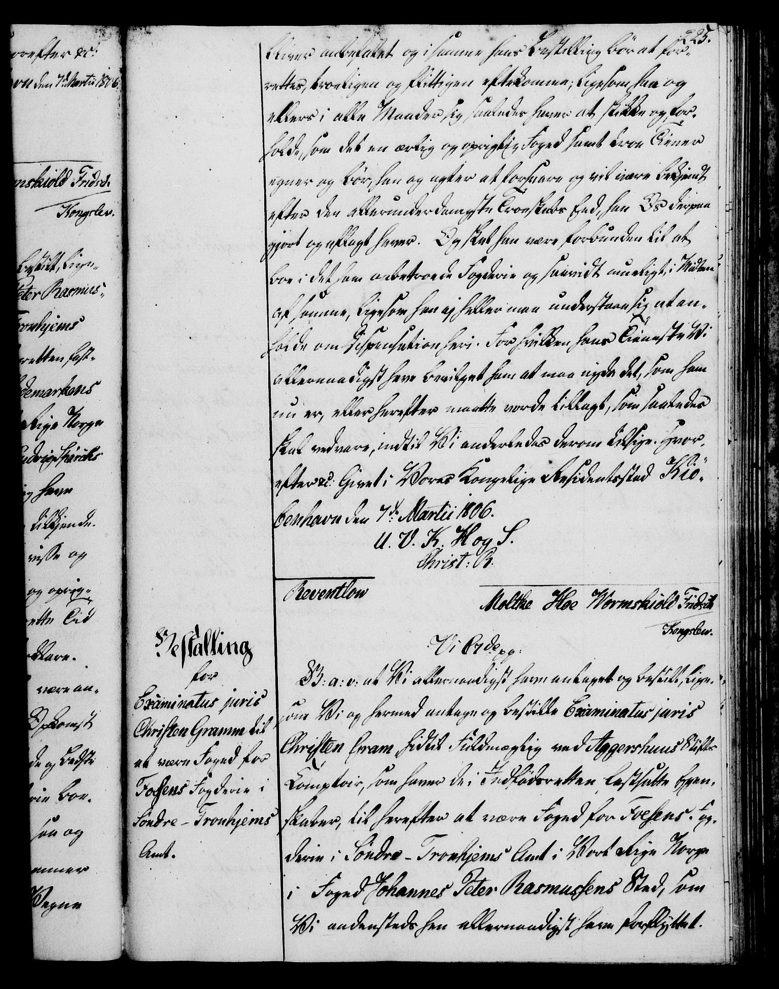 Rentekammeret, Kammerkanselliet, AV/RA-EA-3111/G/Gg/Gge/L0006: Norsk bestallingsprotokoll med register (merket RK 53.30), 1773-1814, p. 225