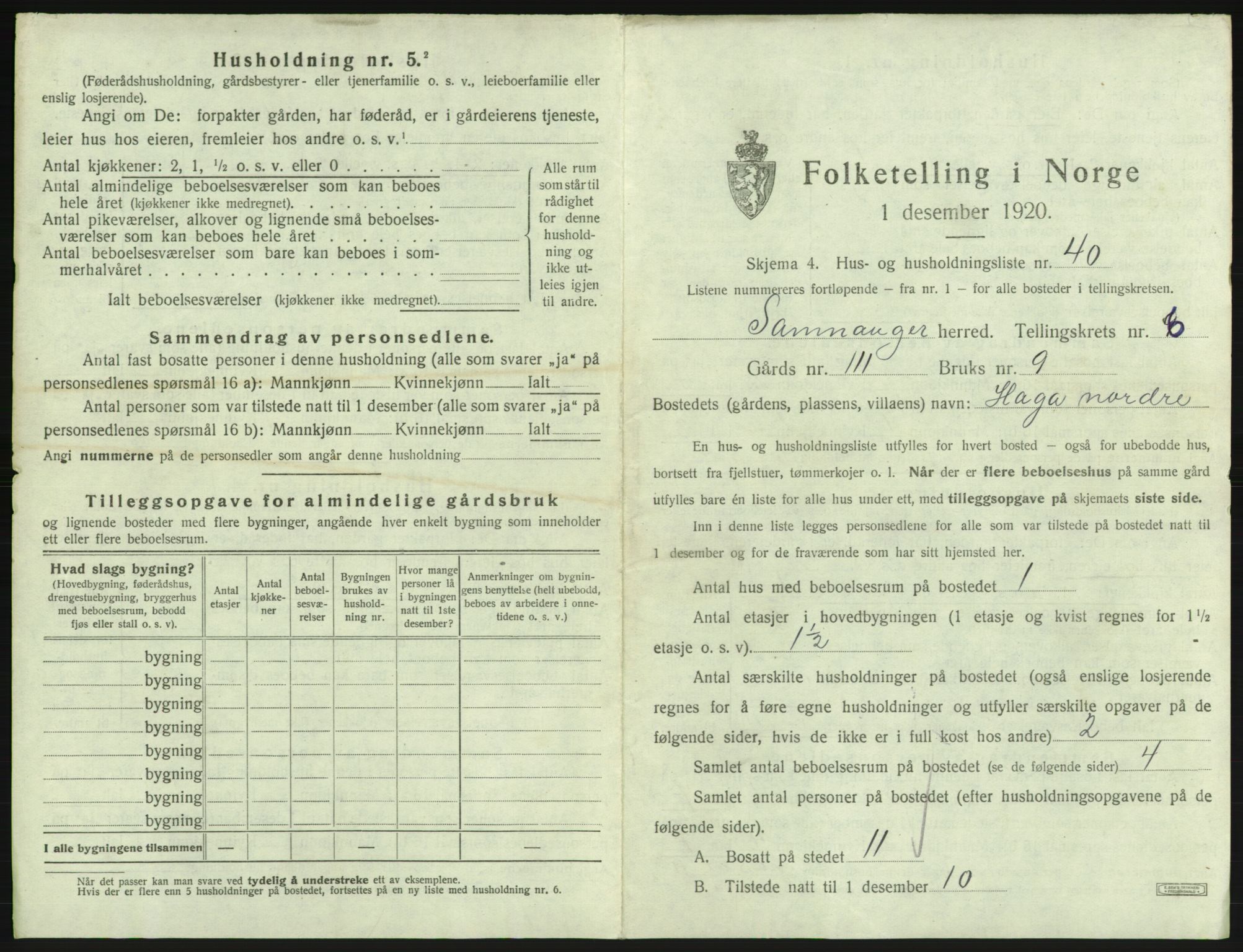 SAB, 1920 census for Samnanger, 1920, p. 393