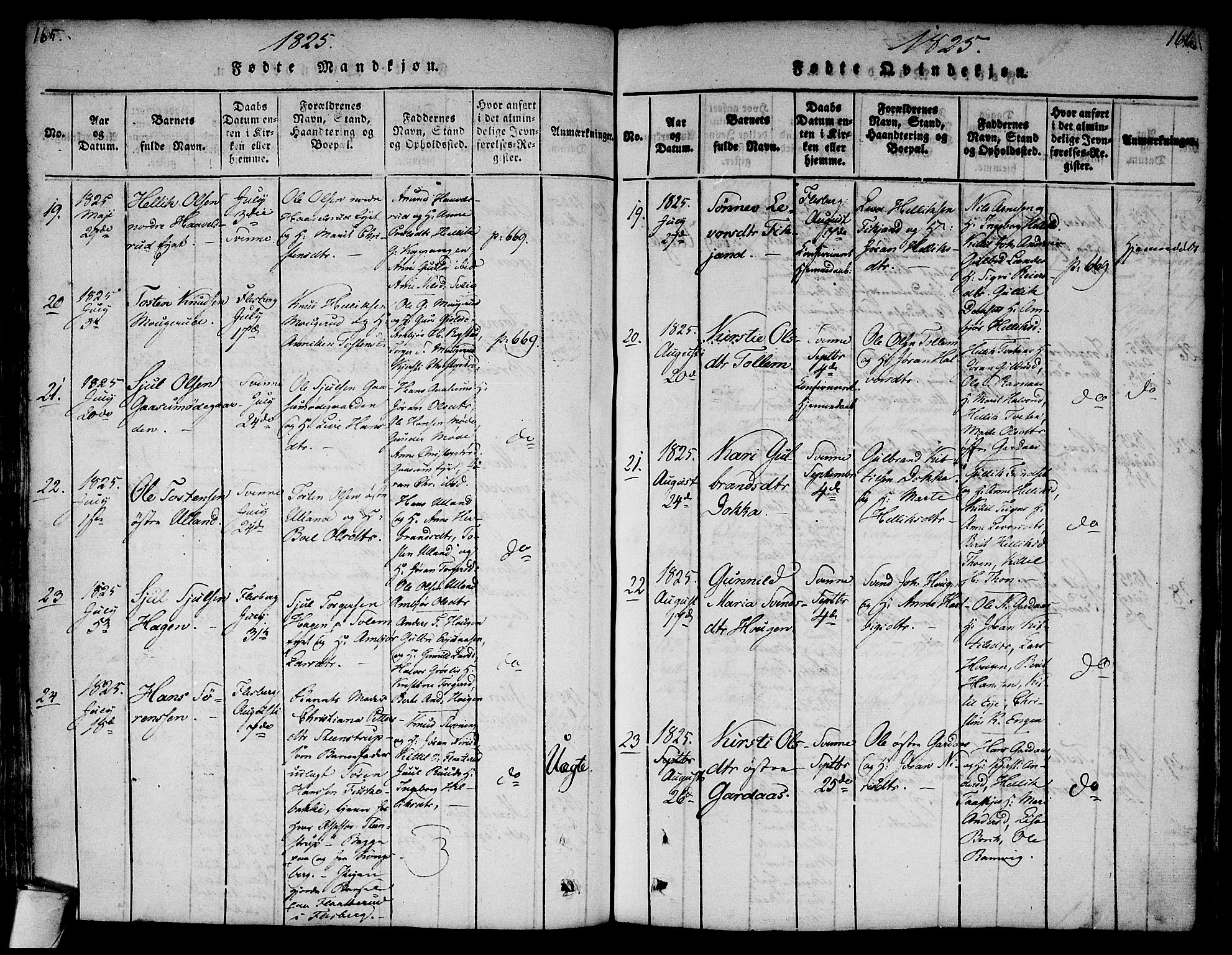 Flesberg kirkebøker, AV/SAKO-A-18/F/Fa/L0005: Parish register (official) no. I 5, 1816-1834, p. 165-166