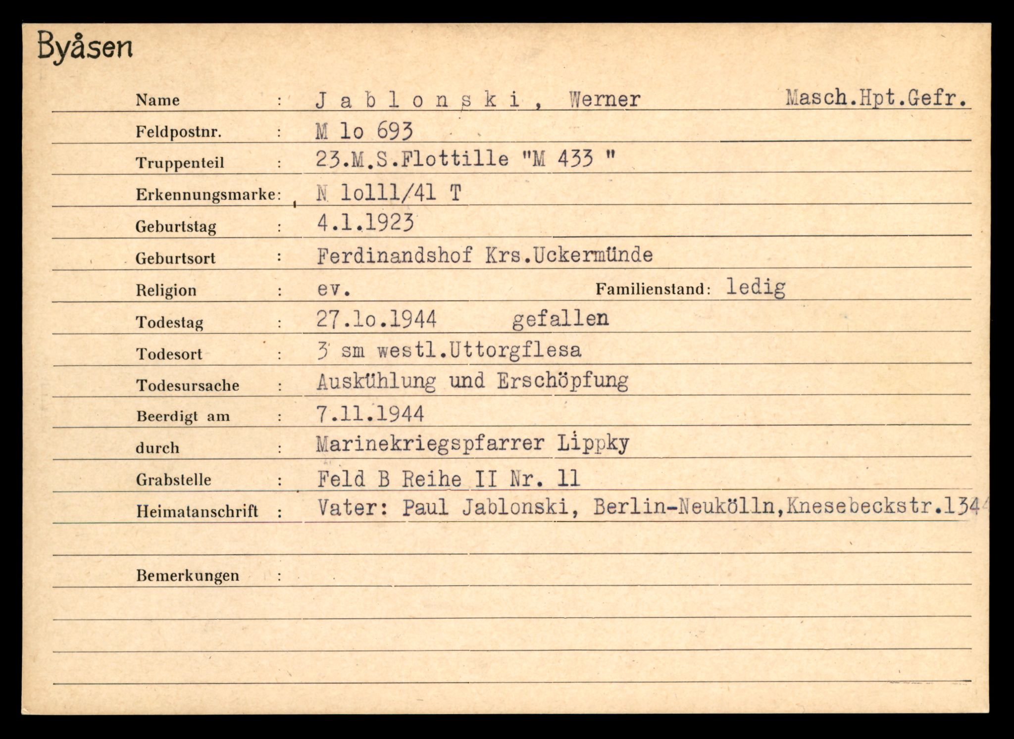 Distriktskontoret for krigsgraver, AV/SAT-A-5030/E/L0004: Kasett/kartotek over tysk Krigskirkegård på Byåsen, 1945, p. 759