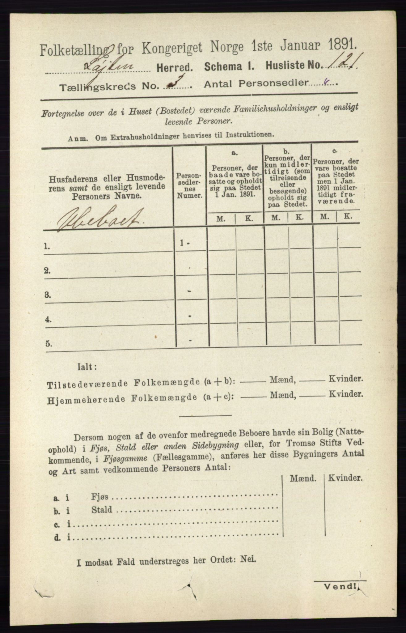 RA, 1891 census for 0415 Løten, 1891, p. 2120