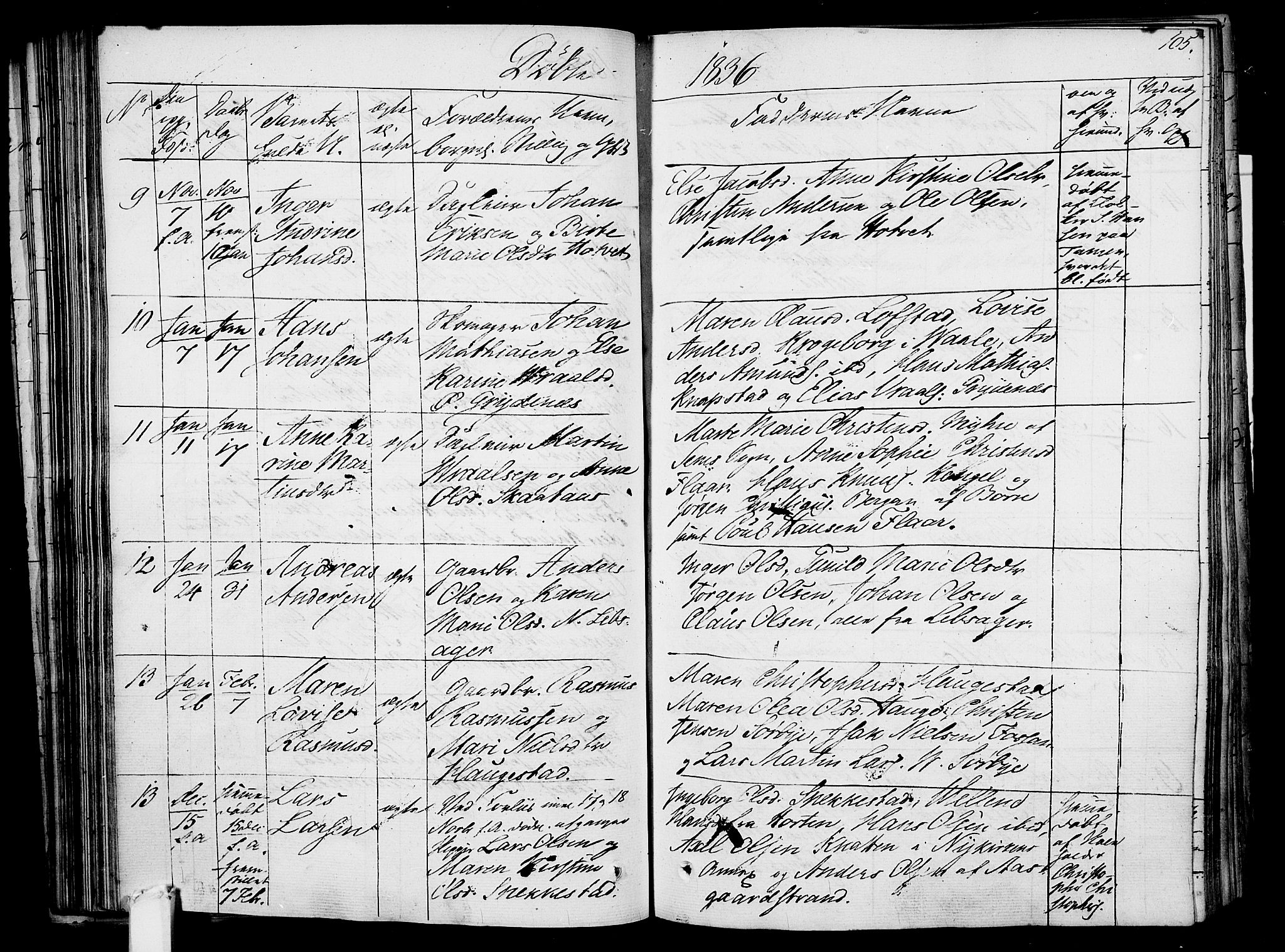 Våle kirkebøker, AV/SAKO-A-334/F/Fa/L0008: Parish register (official) no. I 8, 1824-1844, p. 105