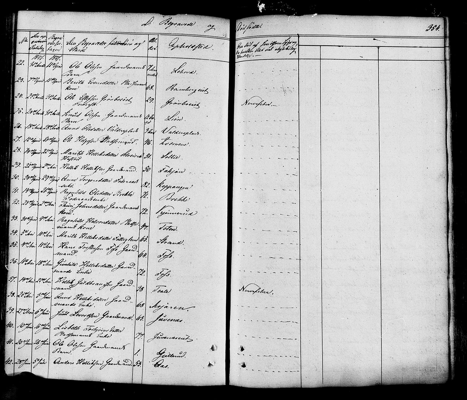 Flesberg kirkebøker, AV/SAKO-A-18/F/Fa/L0006: Parish register (official) no. I 6, 1834-1860, p. 354