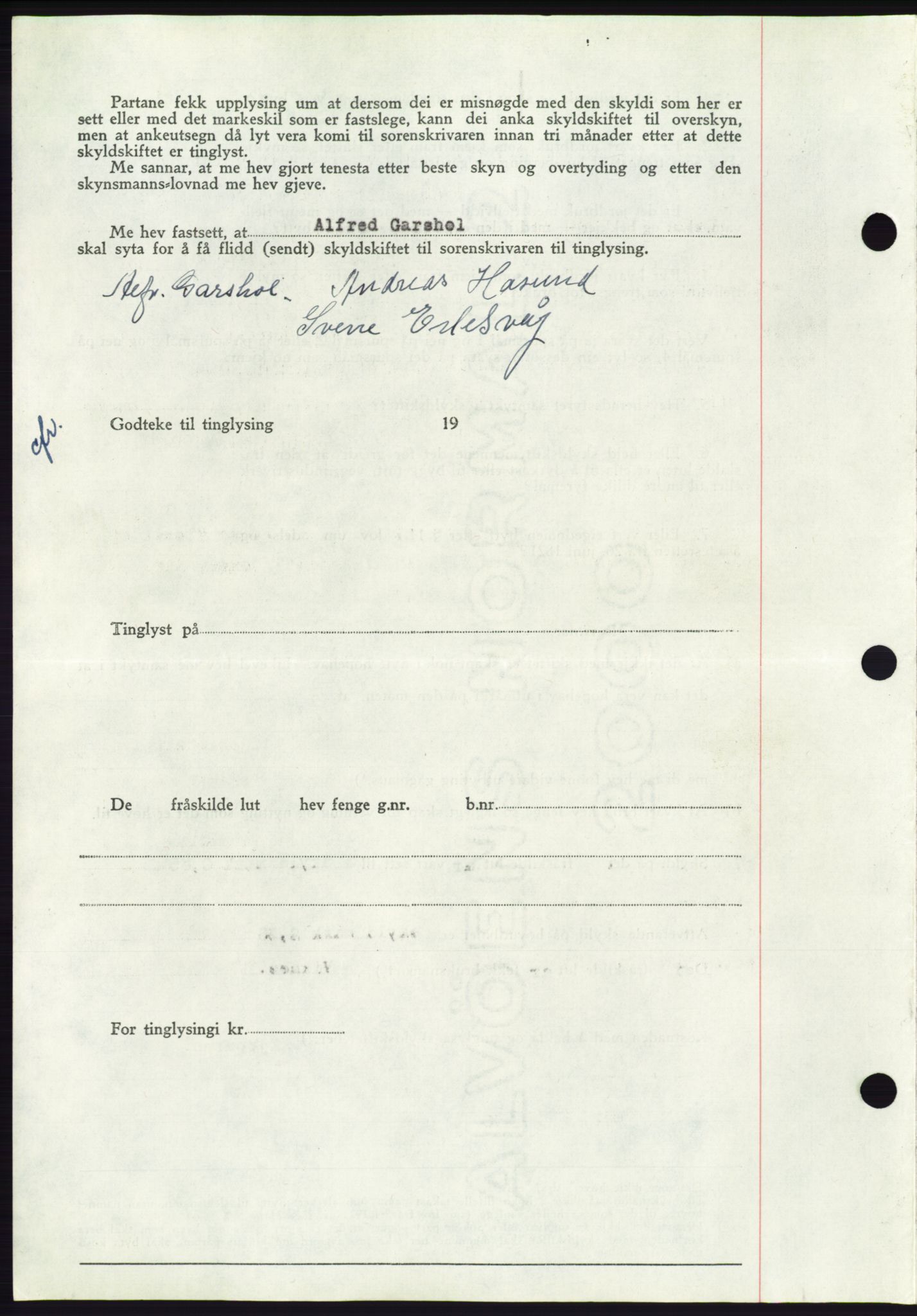 Søre Sunnmøre sorenskriveri, AV/SAT-A-4122/1/2/2C/L0084: Mortgage book no. 10A, 1949-1949, Diary no: : 778/1949