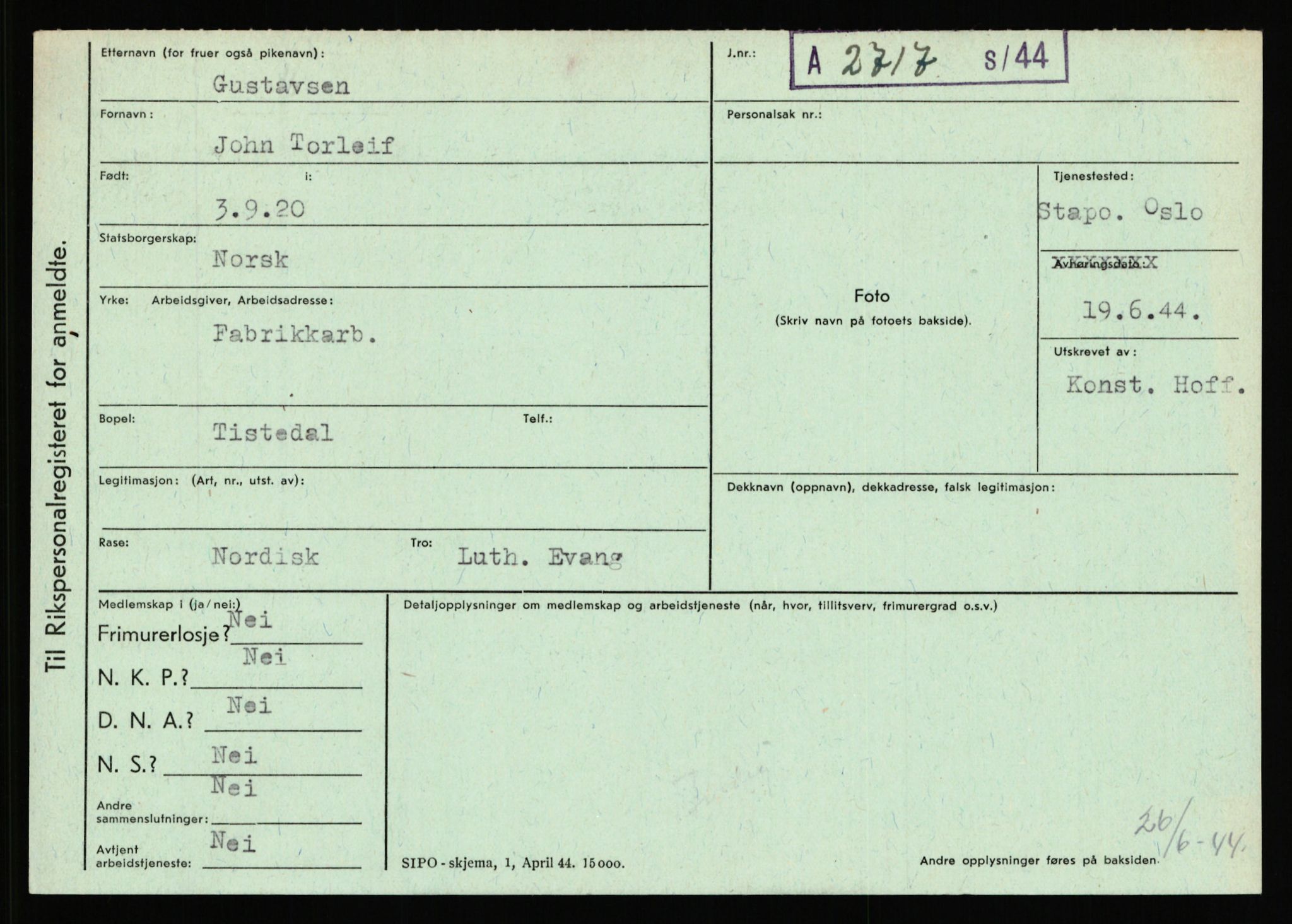 Statspolitiet - Hovedkontoret / Osloavdelingen, AV/RA-S-1329/C/Ca/L0005: Furali - Hamula, 1943-1945, p. 3282