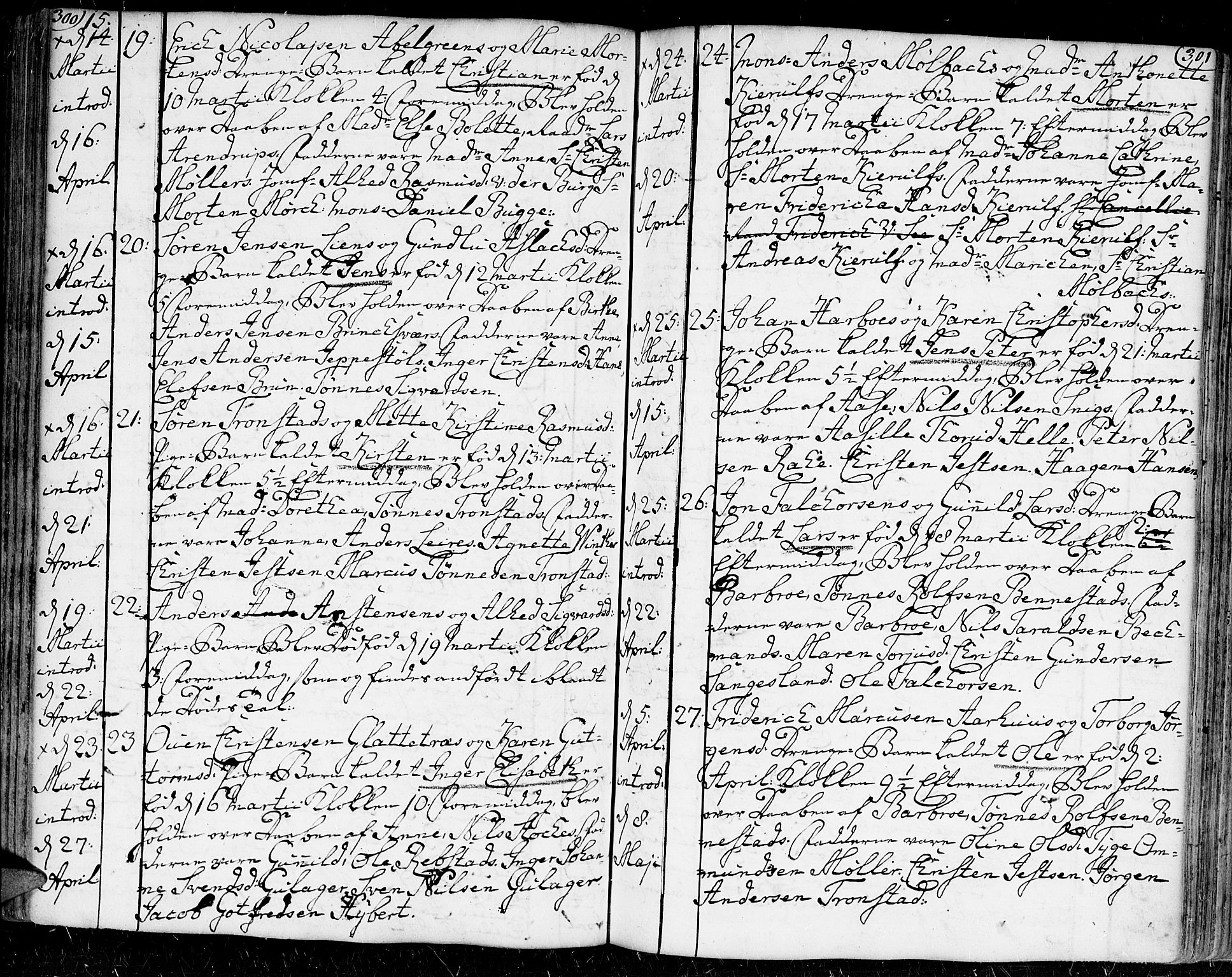 Kristiansand domprosti, SAK/1112-0006/F/Fa/L0002: Parish register (official) no. A 2, 1755-1778, p. 300-301
