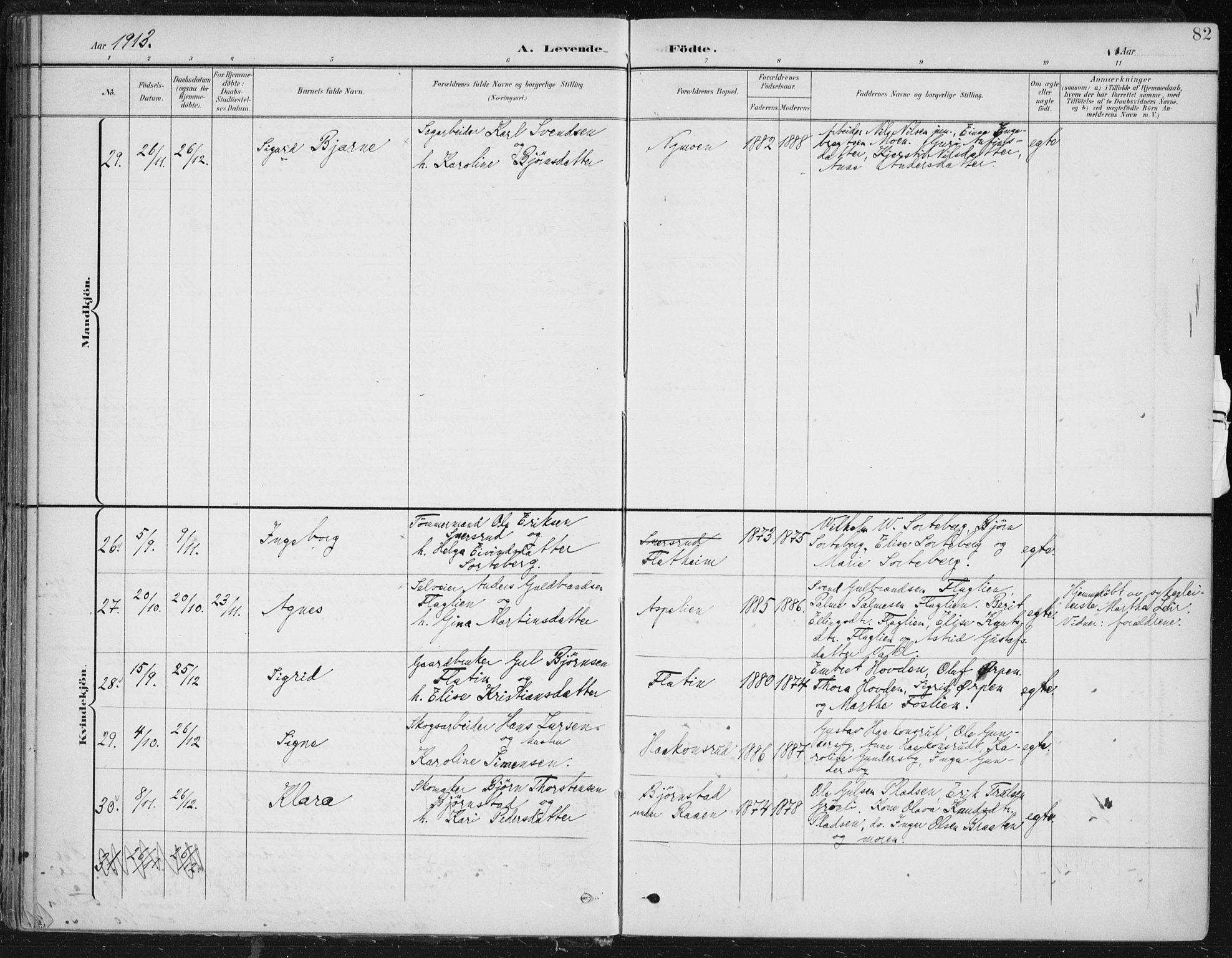 Krødsherad kirkebøker, AV/SAKO-A-19/F/Fa/L0007: Parish register (official) no. 7, 1900-1915, p. 82