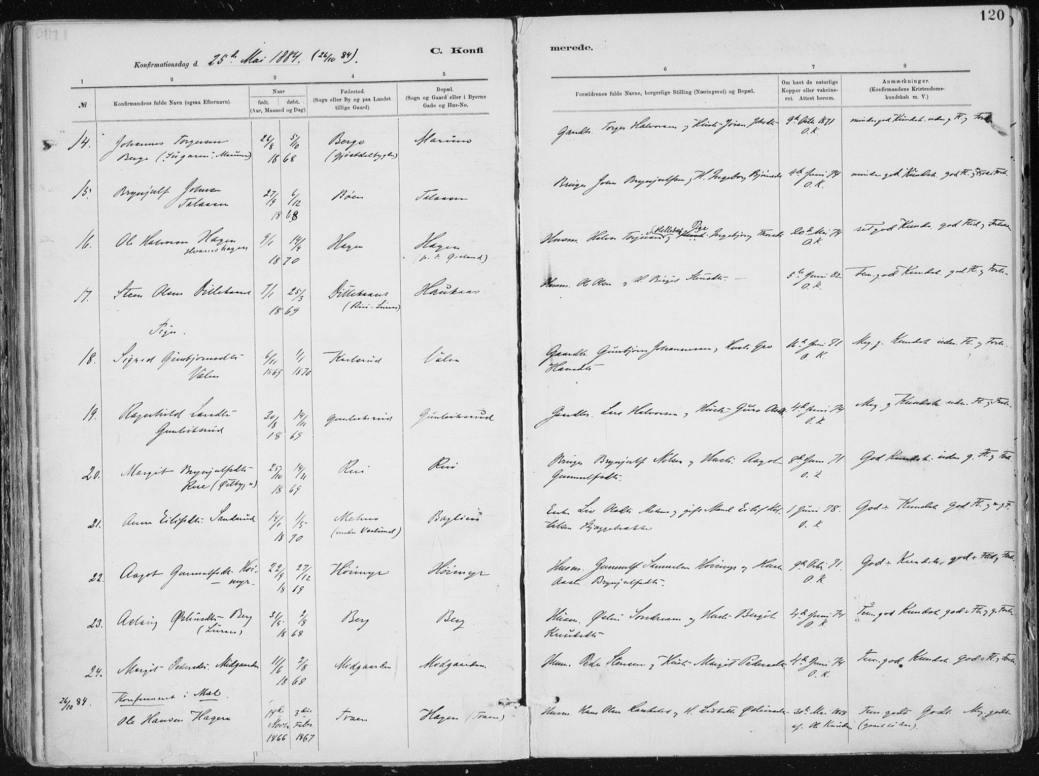 Tinn kirkebøker, SAKO/A-308/F/Fa/L0007: Parish register (official) no. I 7, 1878-1922, p. 120
