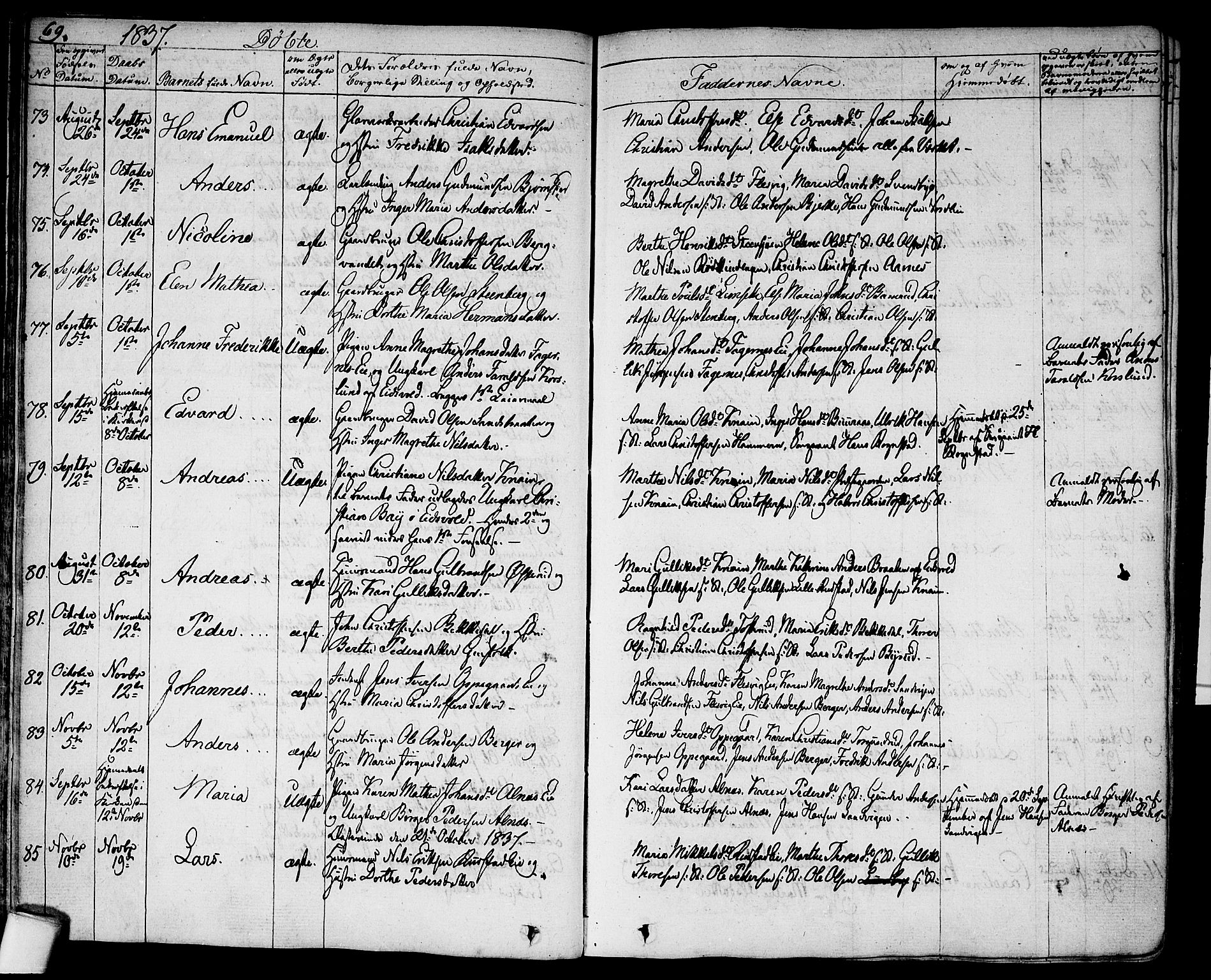 Hurdal prestekontor Kirkebøker, AV/SAO-A-10889/F/Fa/L0004: Parish register (official) no. I 4, 1828-1845, p. 69