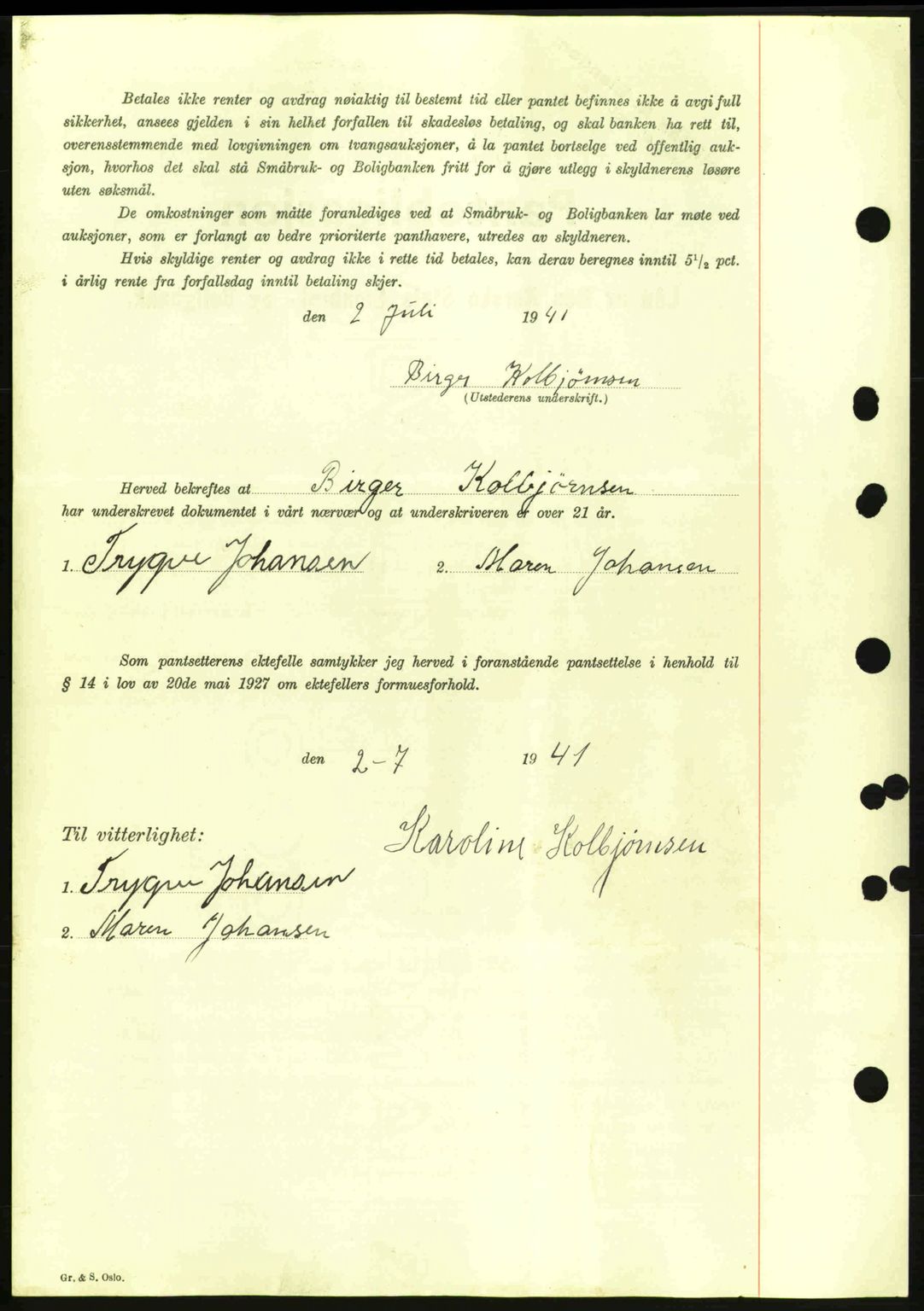 Moss sorenskriveri, AV/SAO-A-10168: Mortgage book no. B11, 1941-1942, Diary no: : 1389/1941