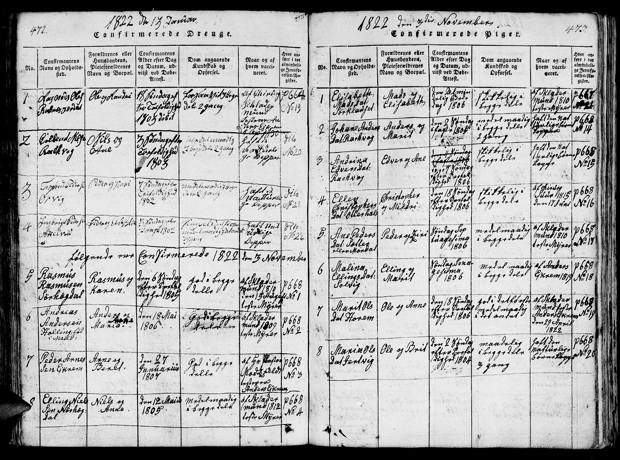 Ministerialprotokoller, klokkerbøker og fødselsregistre - Møre og Romsdal, AV/SAT-A-1454/560/L0718: Parish register (official) no. 560A02, 1817-1844, p. 472-473