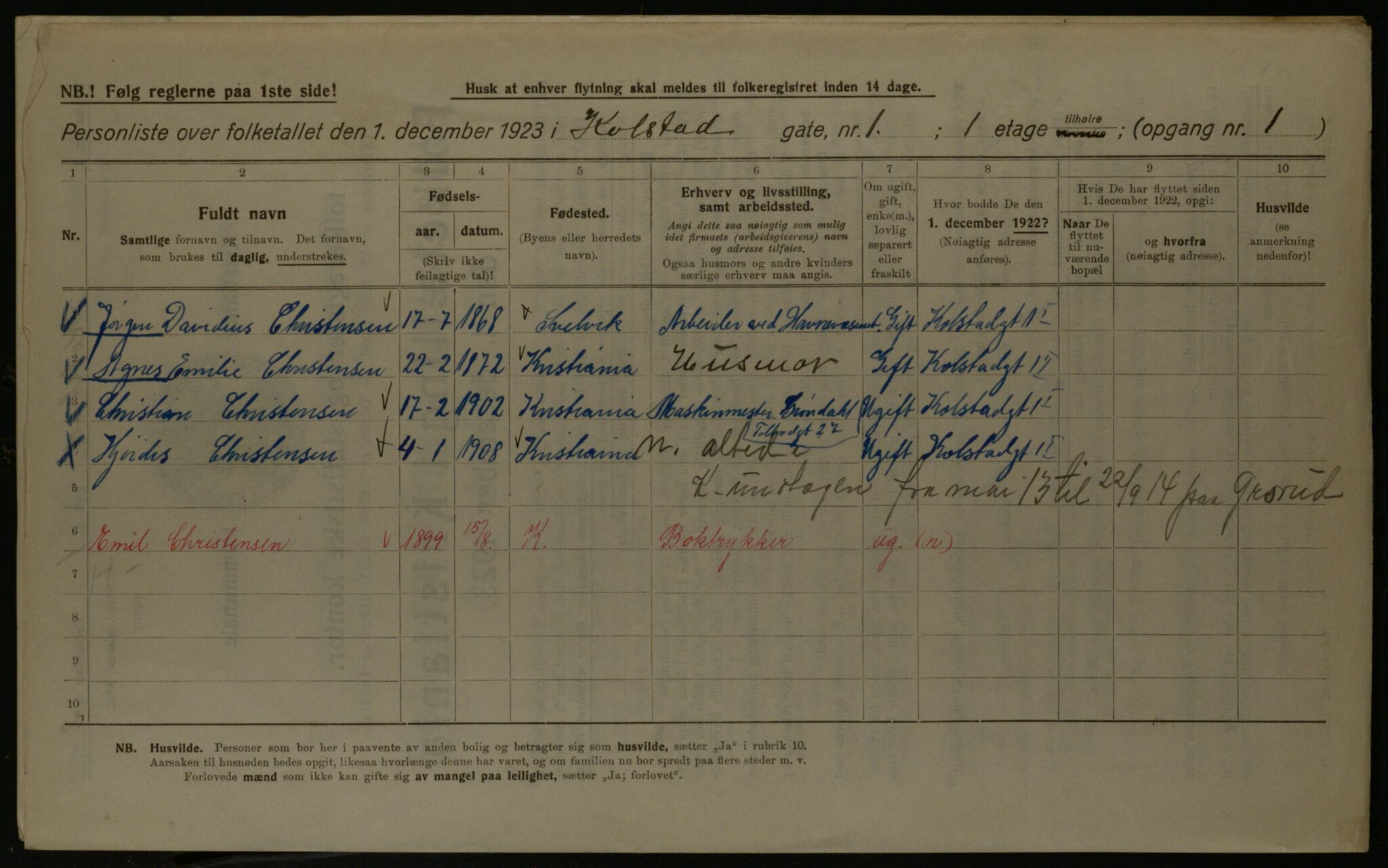 OBA, Municipal Census 1923 for Kristiania, 1923, p. 58524